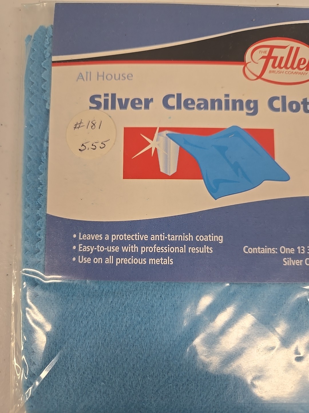 Fuller Brush Company Silver Cleaning Cloth Vintage Blue 13×11 Inch Germany New