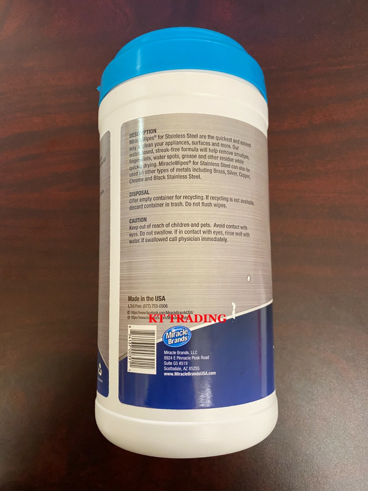 Miracle Brand STAINLESS STEEL APPLIANCE RANGE Streak-Free Cleaner Wipes 60ct