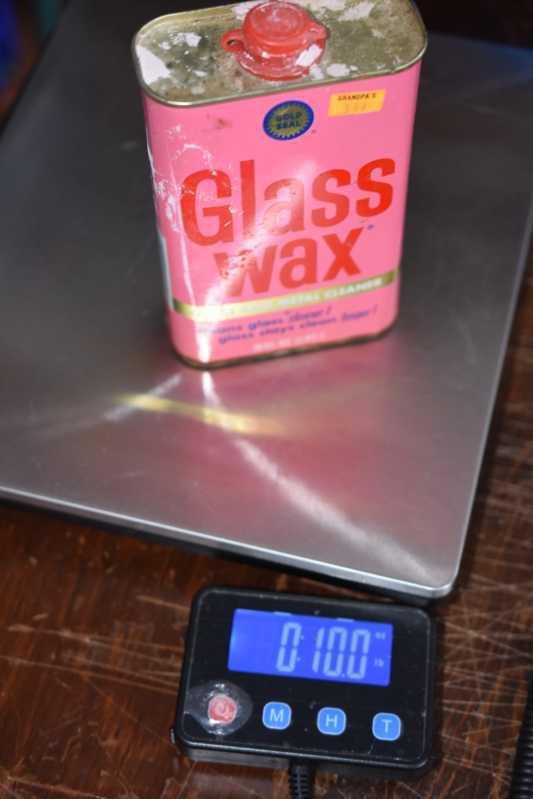 2 cans Vtg Gold Seal Glass Wax Can ~33% and 80% full