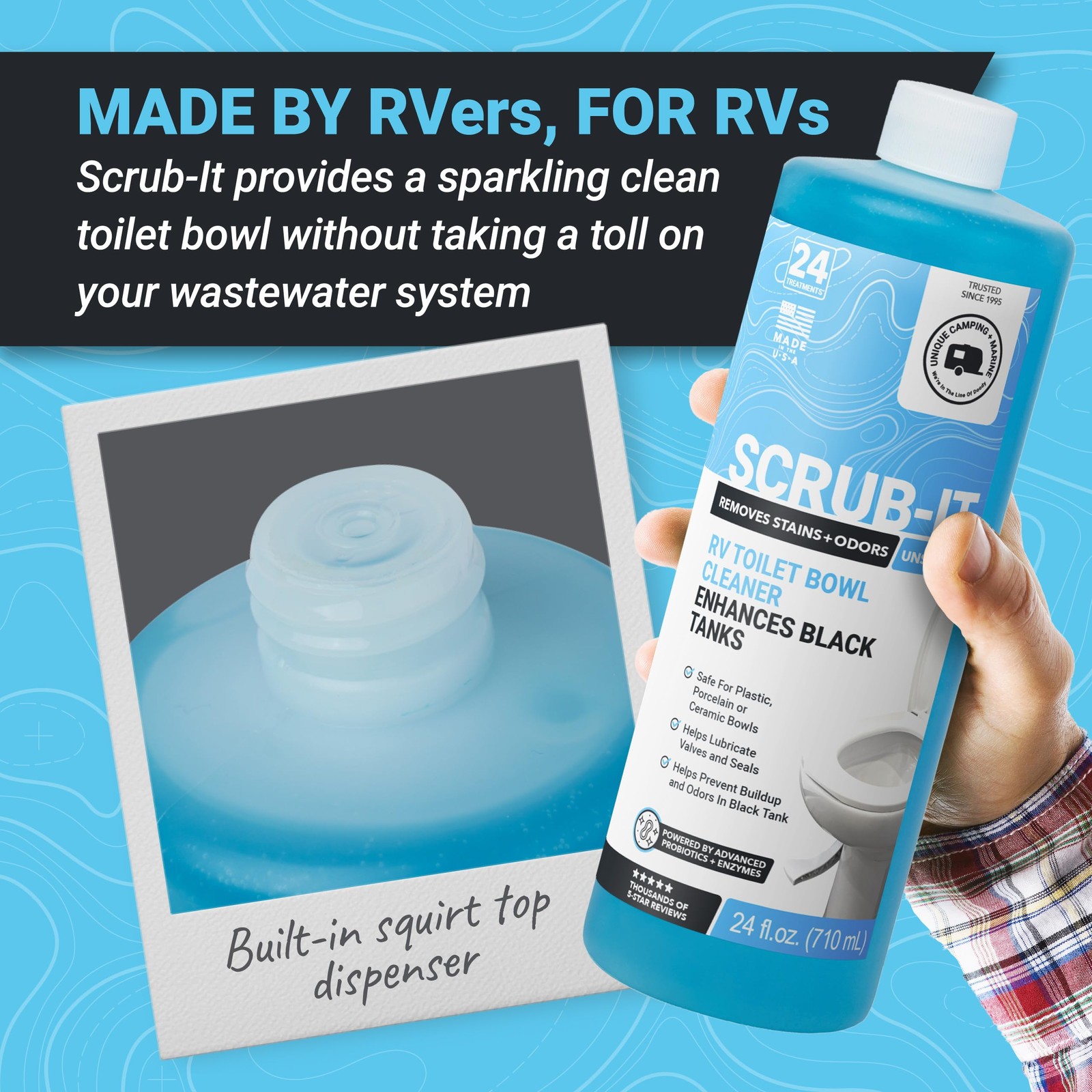 ScrubIt RV Toilet Bowl Cleaner Liquid – RV Toilet Cleaner for Rimless RV Toil…