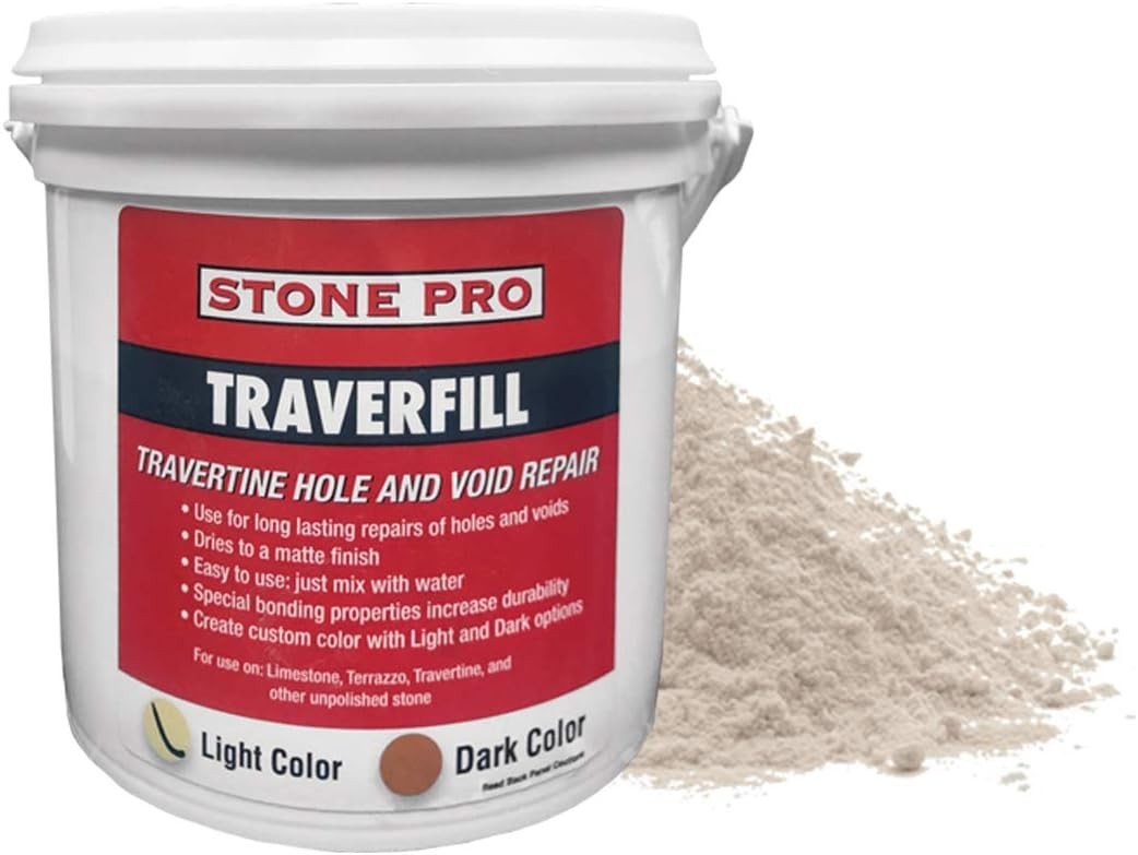 Stone Pro Traverfill Kit 3lb Fill & Repair Travertine Holes & Cracks Light Color