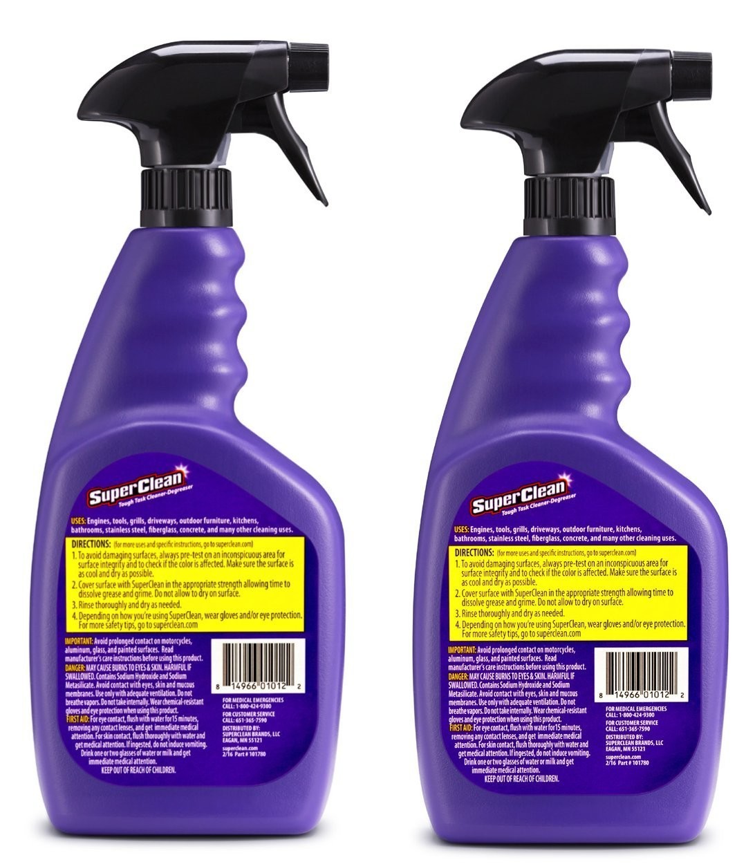 Powerful Water-Based Cleaner & Degreaser – 32oz Trigger Spray Bottle, 2 Pack