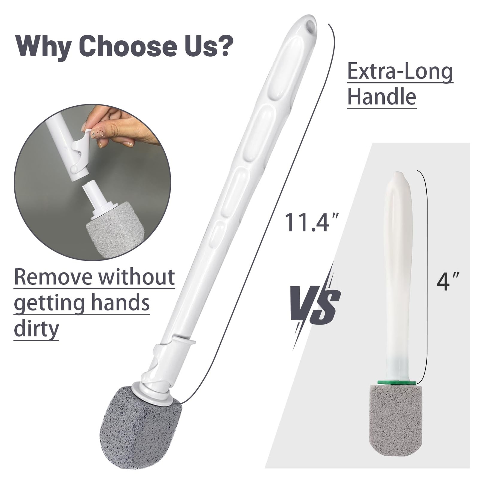 7 PCS Pumice Stone Toilet Bowl Cleaner 30cm Long Handle Wand Hard Water