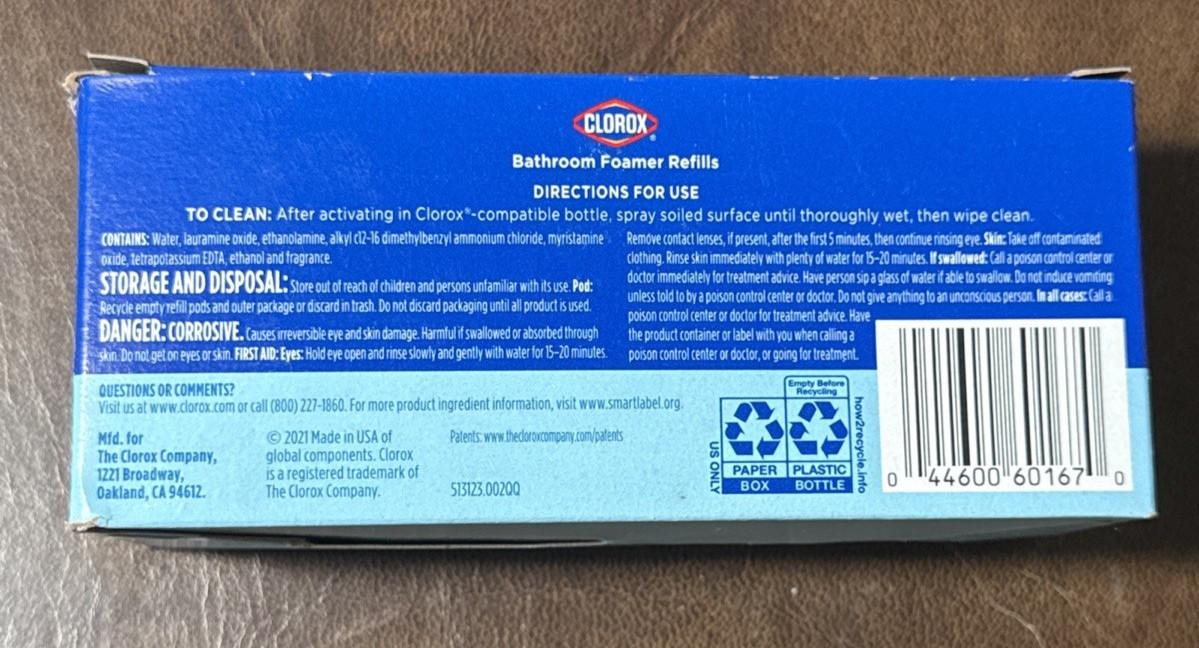 Clorox Bathroom Foamer Refills RAIN CLEAN Lot of 18 (6 x 3 per box) NEW