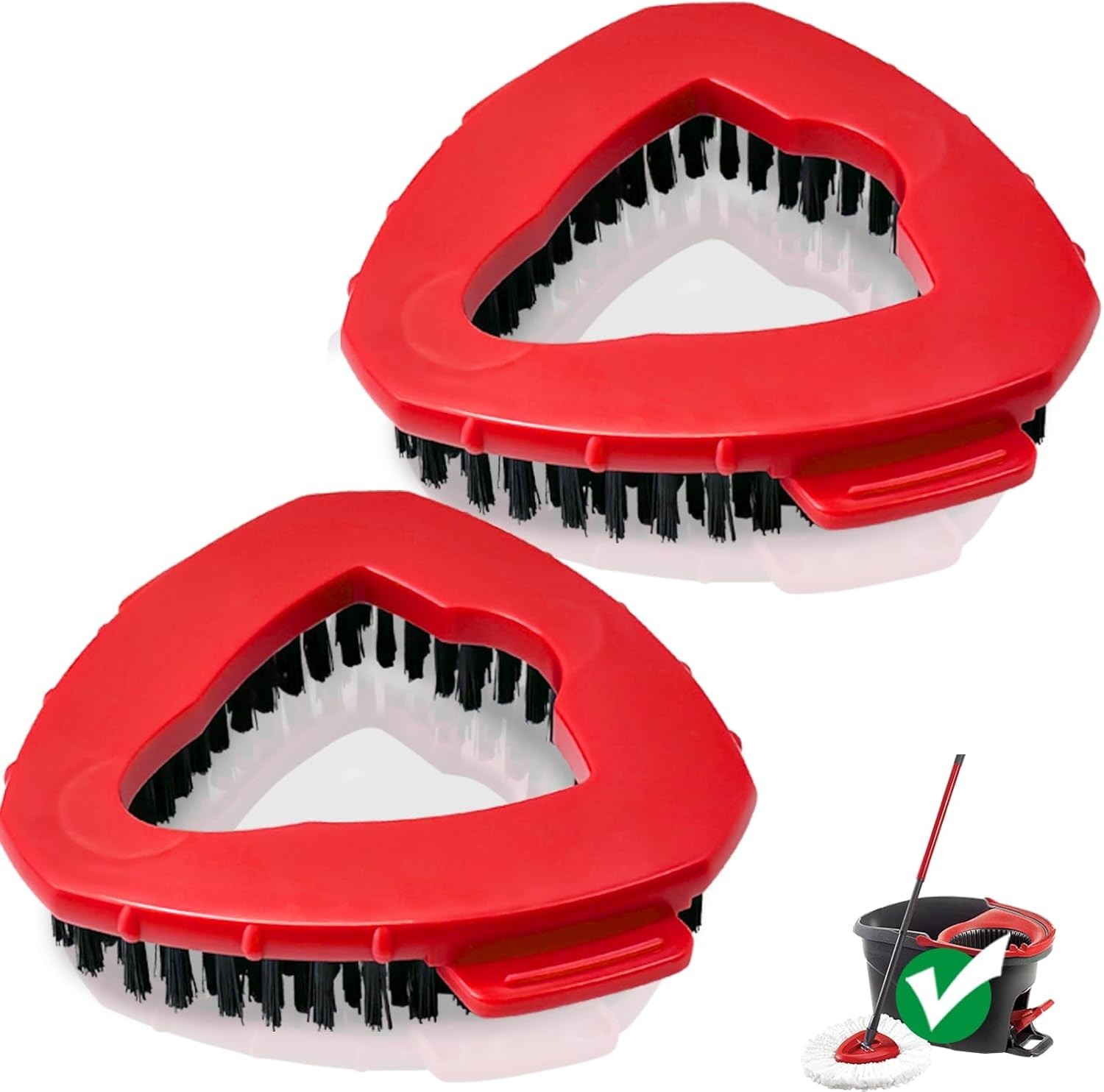 Mop Scrubber Head (2X) Stiff Nylon Bristles for Kitchen Bath Floor Tile & Walls