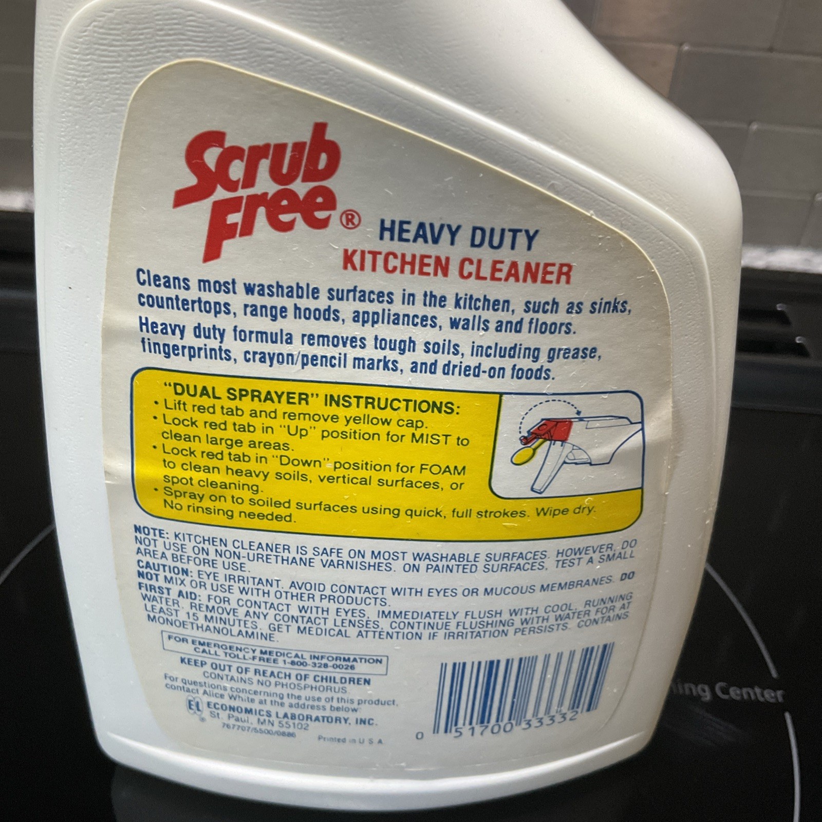 Vintage Scrub Free Heavy Duty Kitchen Cleaner 16 oz spray bottle unopen NOS Prop