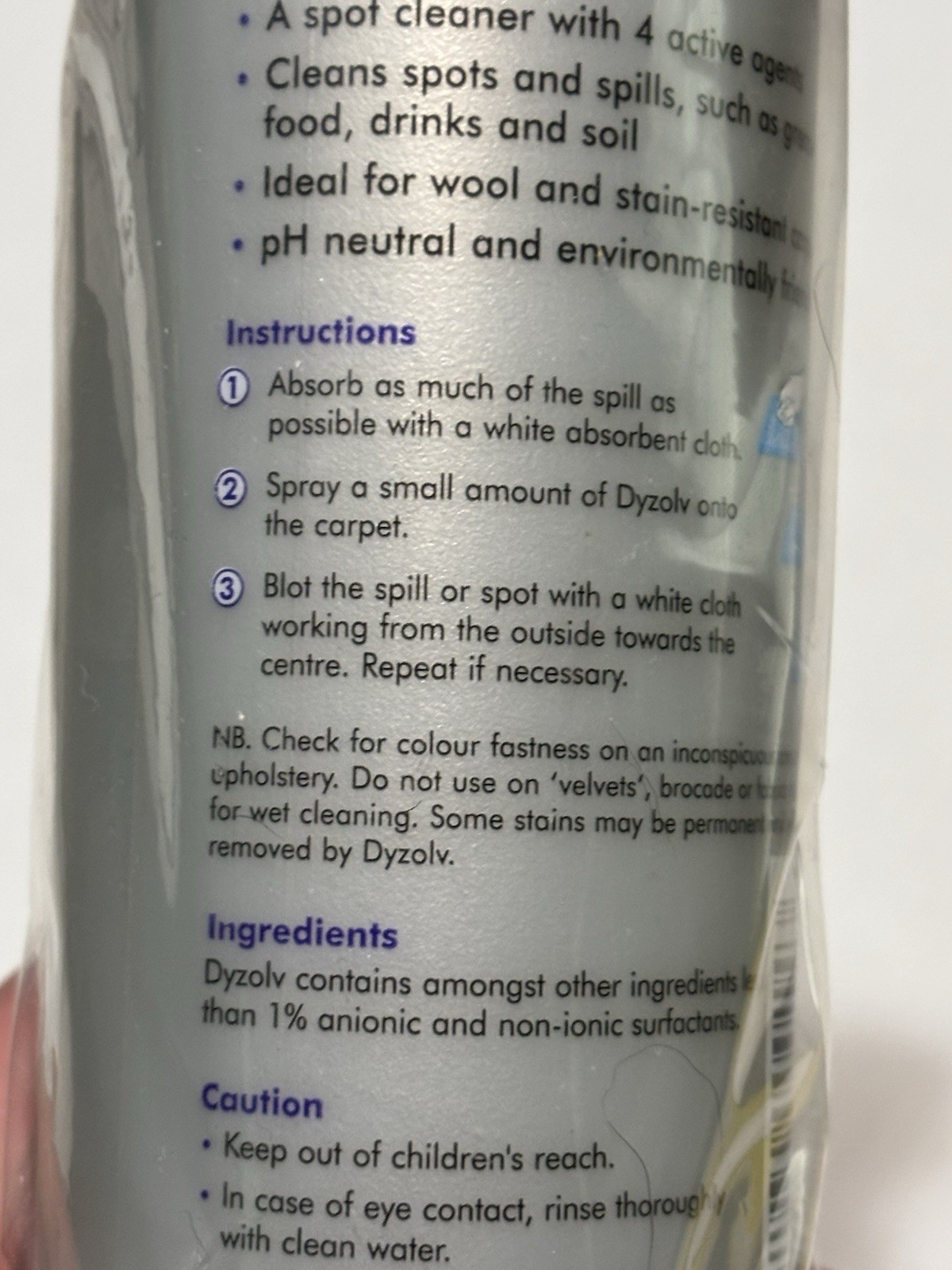 Dyson Dyzolv Spot Cleaner for Carpets & Rugs 4 Active Agents 8.5 oz New