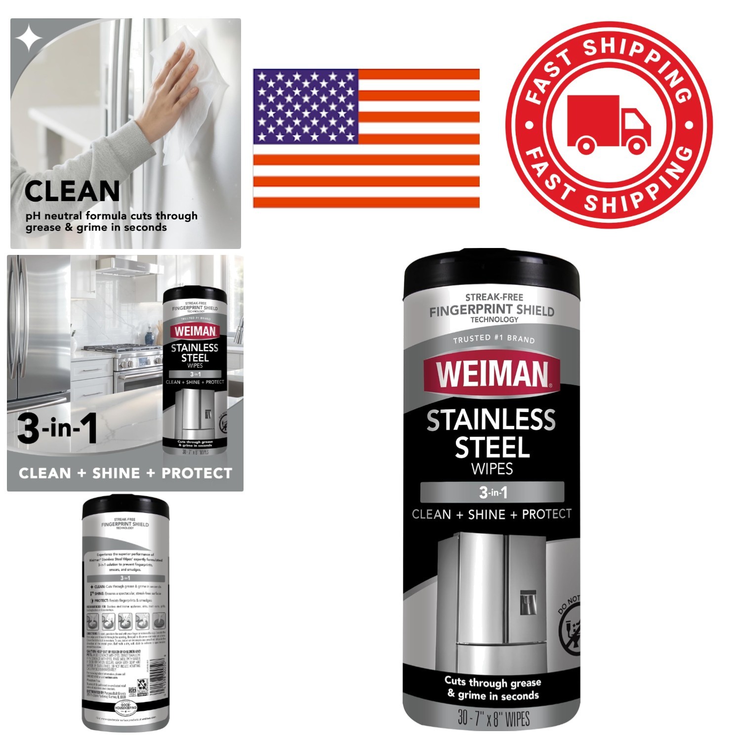 30 Count Stainless Steel Cleaning Wipes Safe for All Finishes Indoor Outdoor