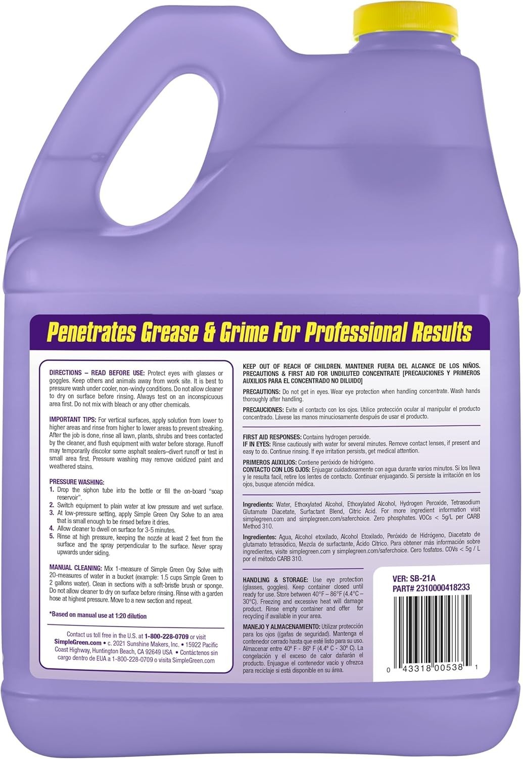 Oxy Solve Concrete & Driveway Cleaner – 128 Fl. Oz Biodegradable Liquid Solution