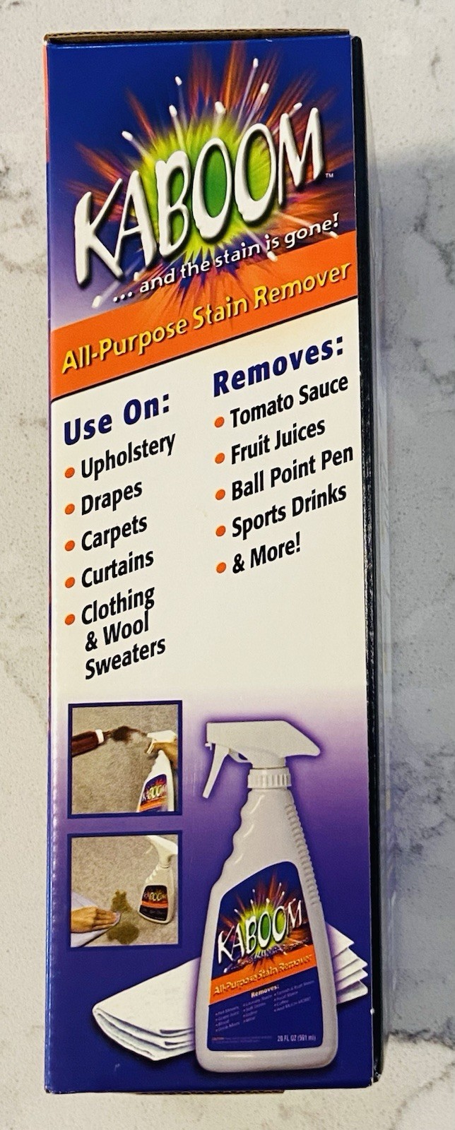 NEW IN BOX ~ KABOOM 20 FL OZ ALL-PURPOSE STAIN REMOVER WITH CHAMOIS & NOZZLE