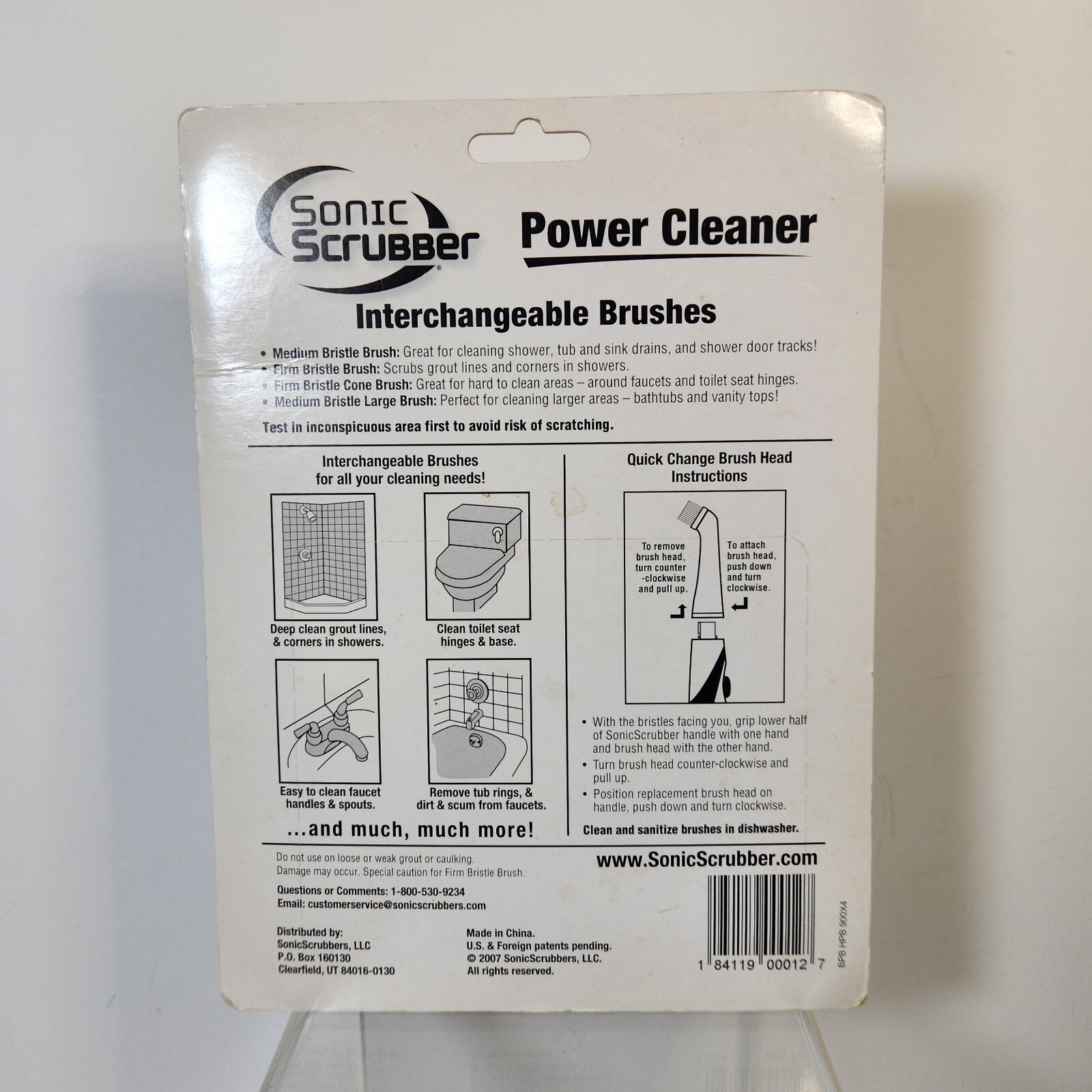 Sonic Scrubber Power Cleaner Interchangeable Brush Heads Bathroom Cleaning Tool