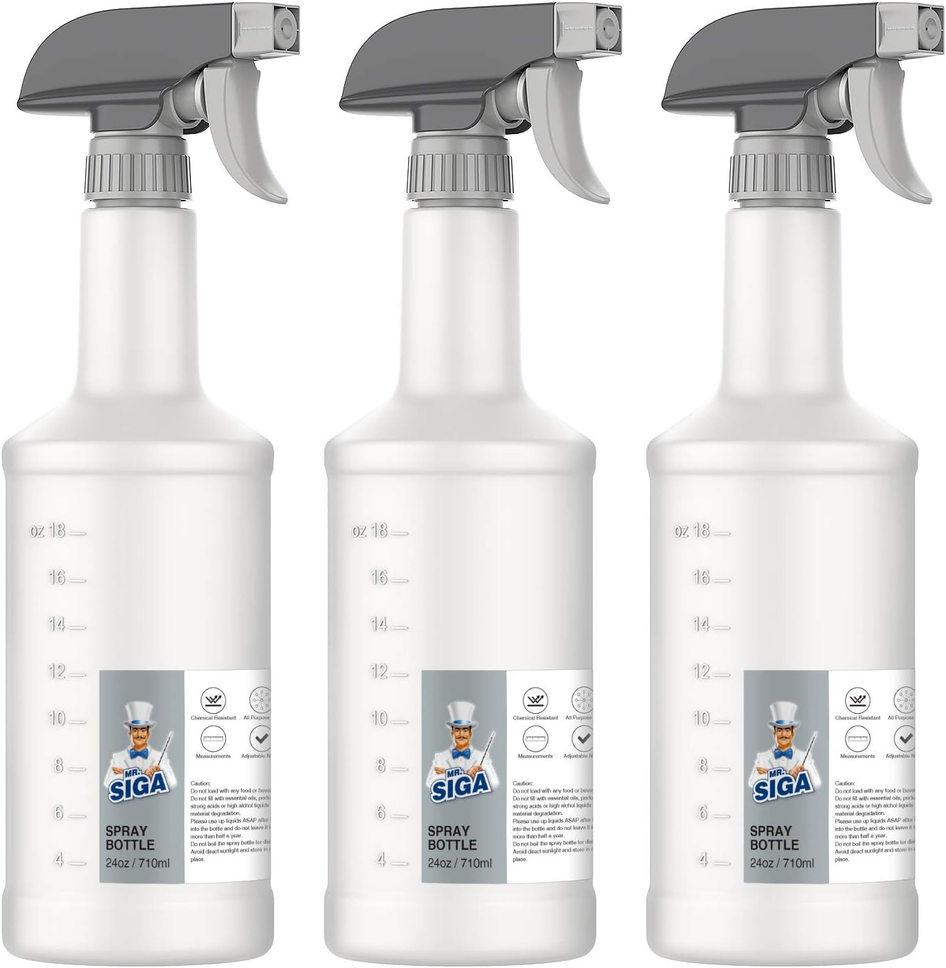 24 Oz Empty Plastic Spray Bottles for Cleaning Solutions, Heavy Duty Household R