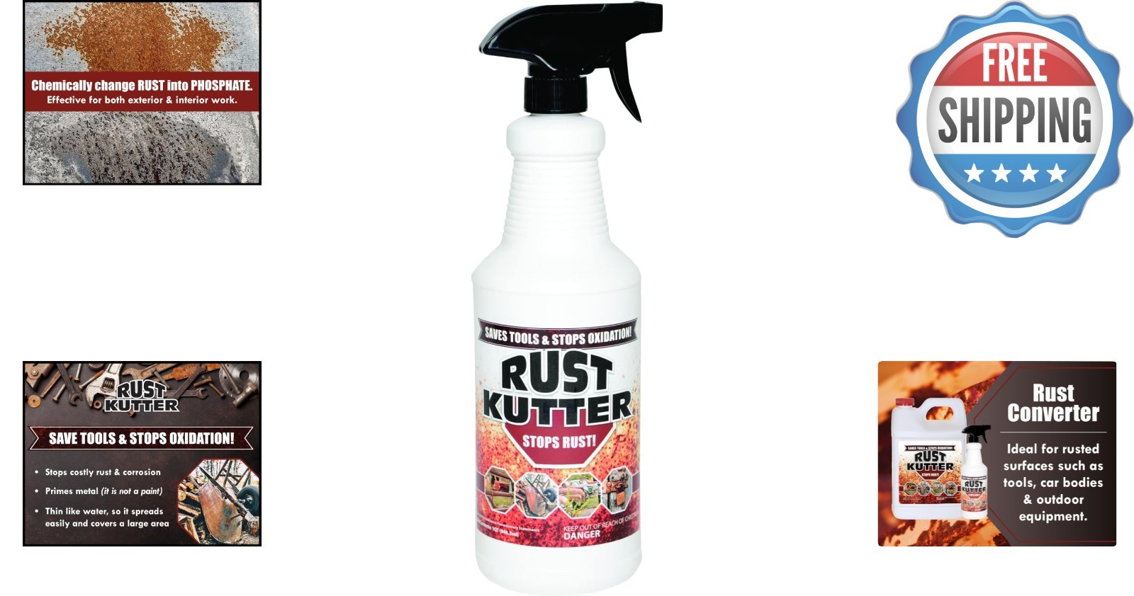 Easy Apply Rust Converter for Metal: 32 Oz Spray with Protective Barrier
