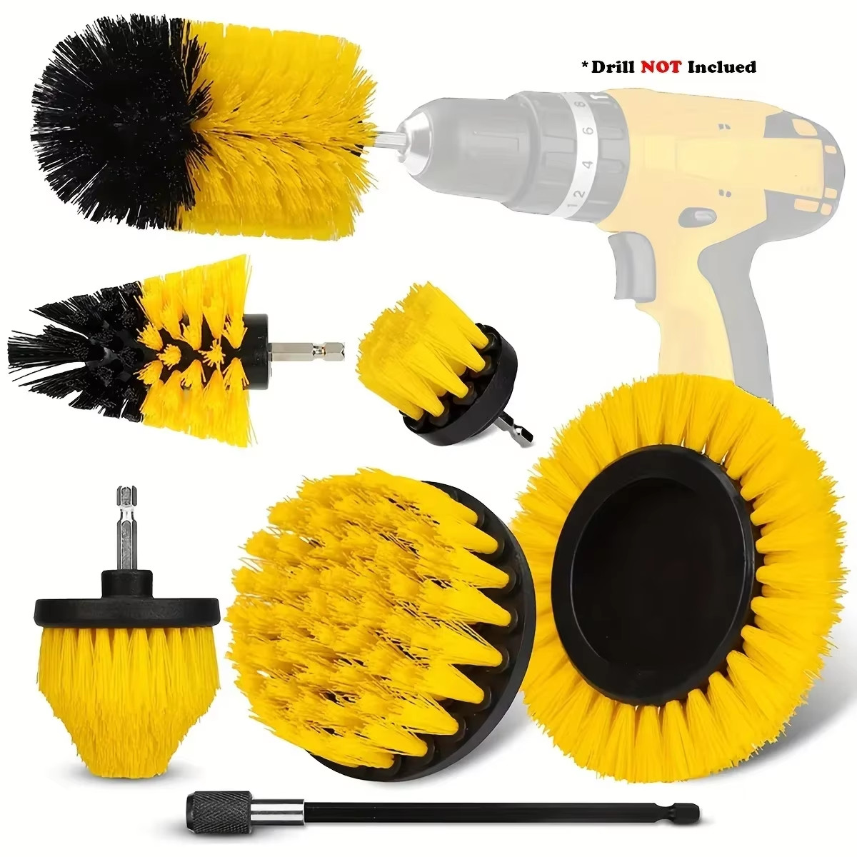 7-Piece Drill Brush Attachment Set, Cleaning Brush Tool Kit, Multi-Purpose Drill