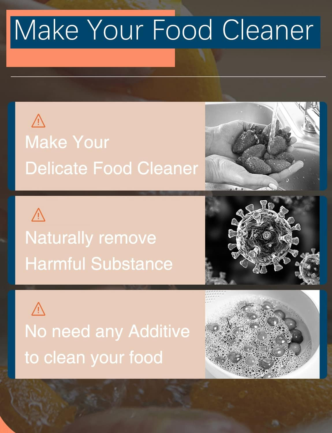 Vegetable and Fruit Cleaner Machine, Purified Water-Proof Fruit Cleaning Device