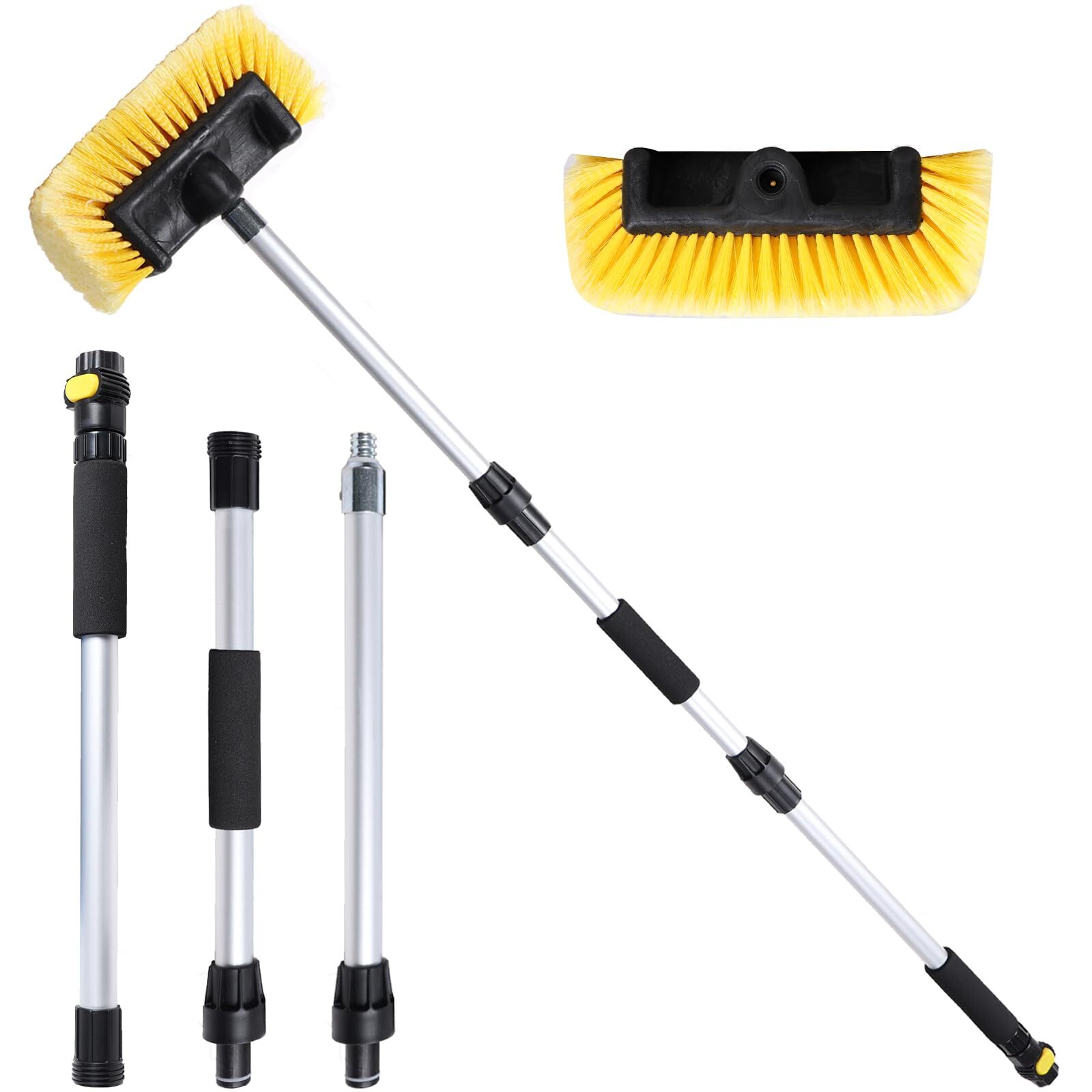 Car Wash Brush with Long Handle and Hose Attachment for Cars RVs Boats