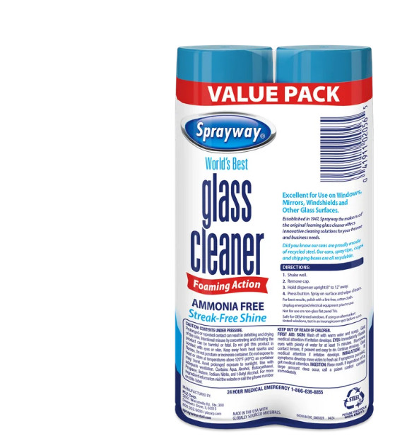 Sprayway Glass Cleaner Foaming Aerosol Spray, 19 oz. 2-Pack Free Shipping