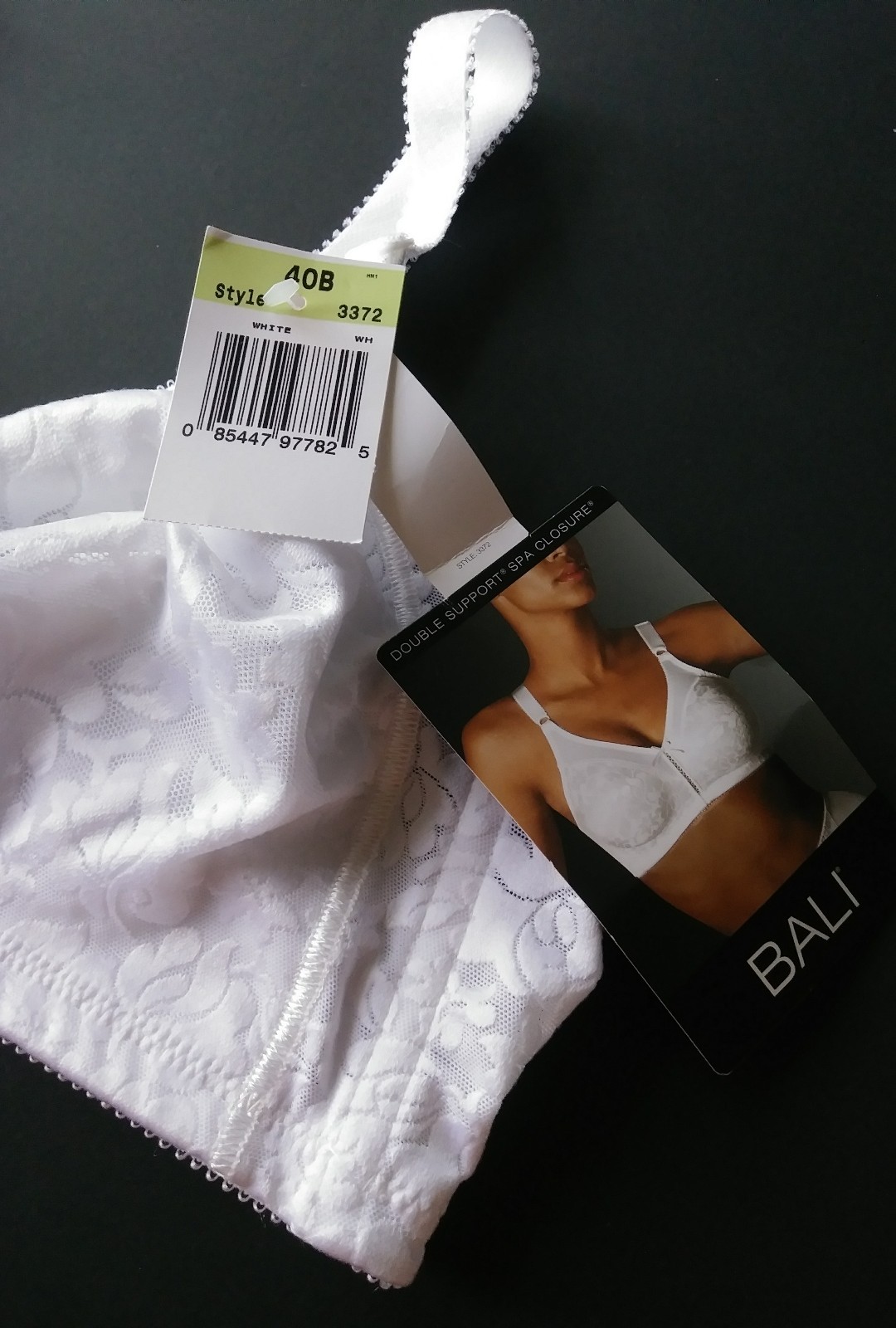 BALI BRA DOUBLE SUPPORT WIRE-FREE WHITE BRA SIZE 40-B STYLE# 3372 NWT SPA CLOSUR