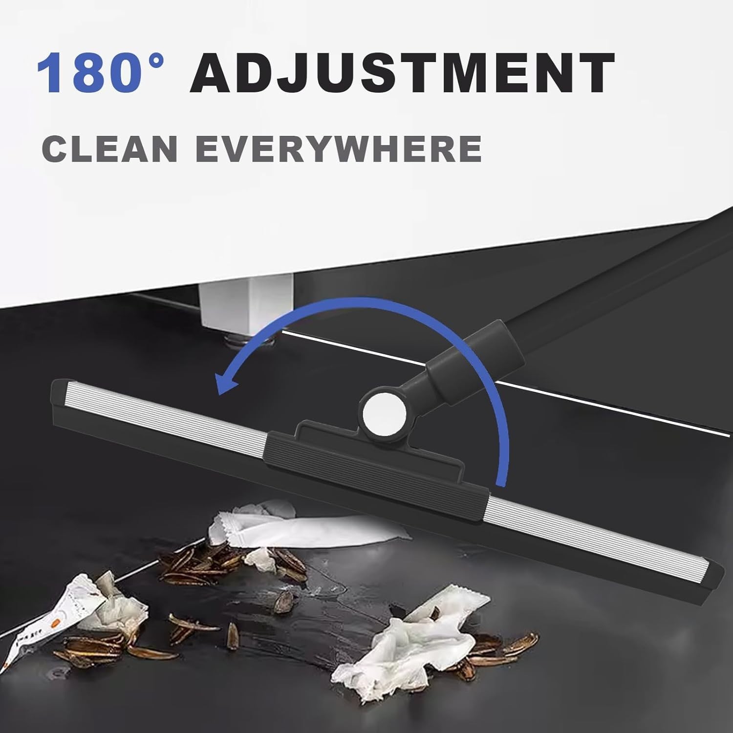 Floor Squeegee Broom – 52″ Long Handle Rubber Scrubber for Bathroom, Tile, Sh…