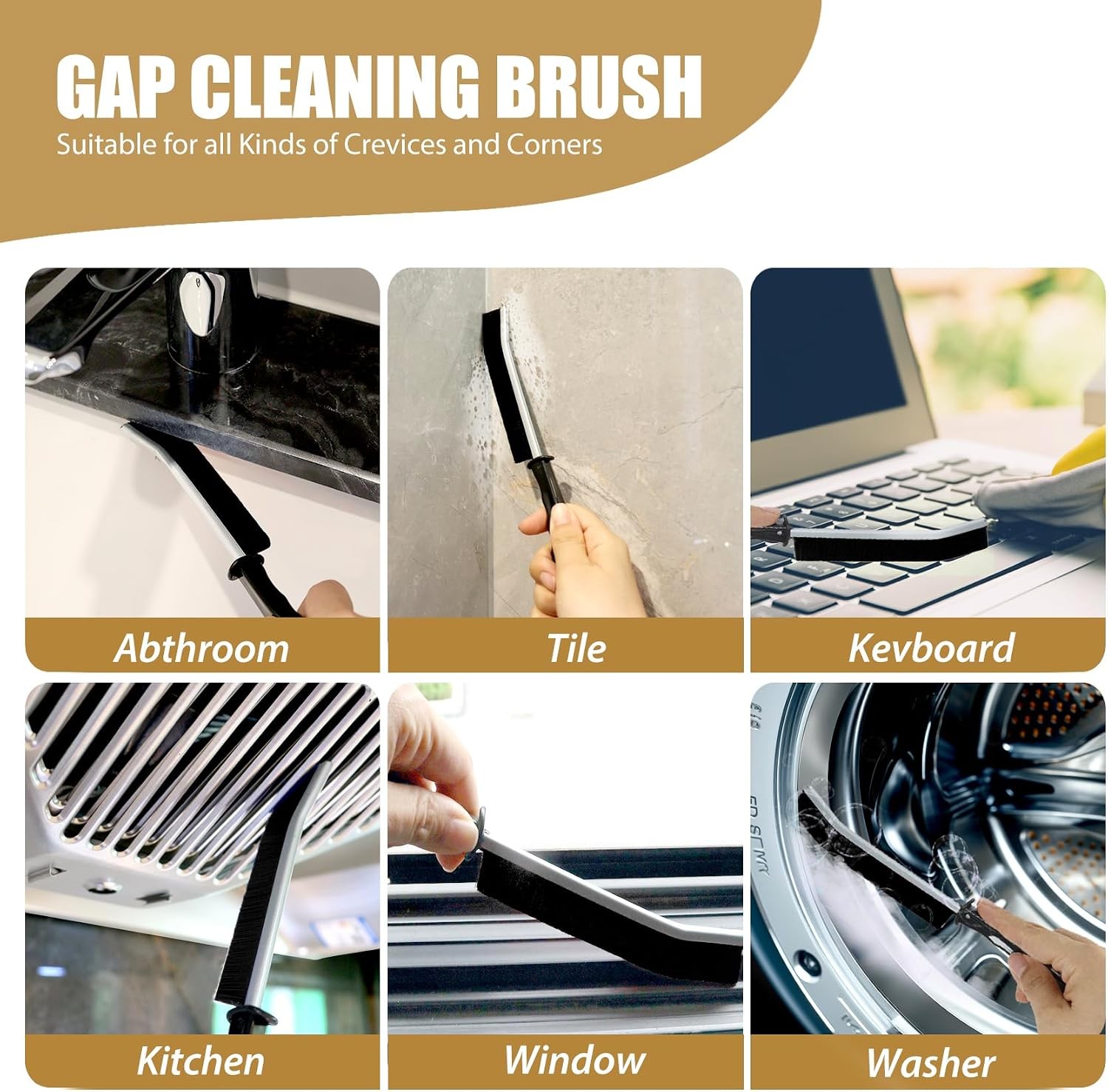 15Pcs Household Gap Cleaning Brush Set, Grout Cleaner Brush, Hard Bristle