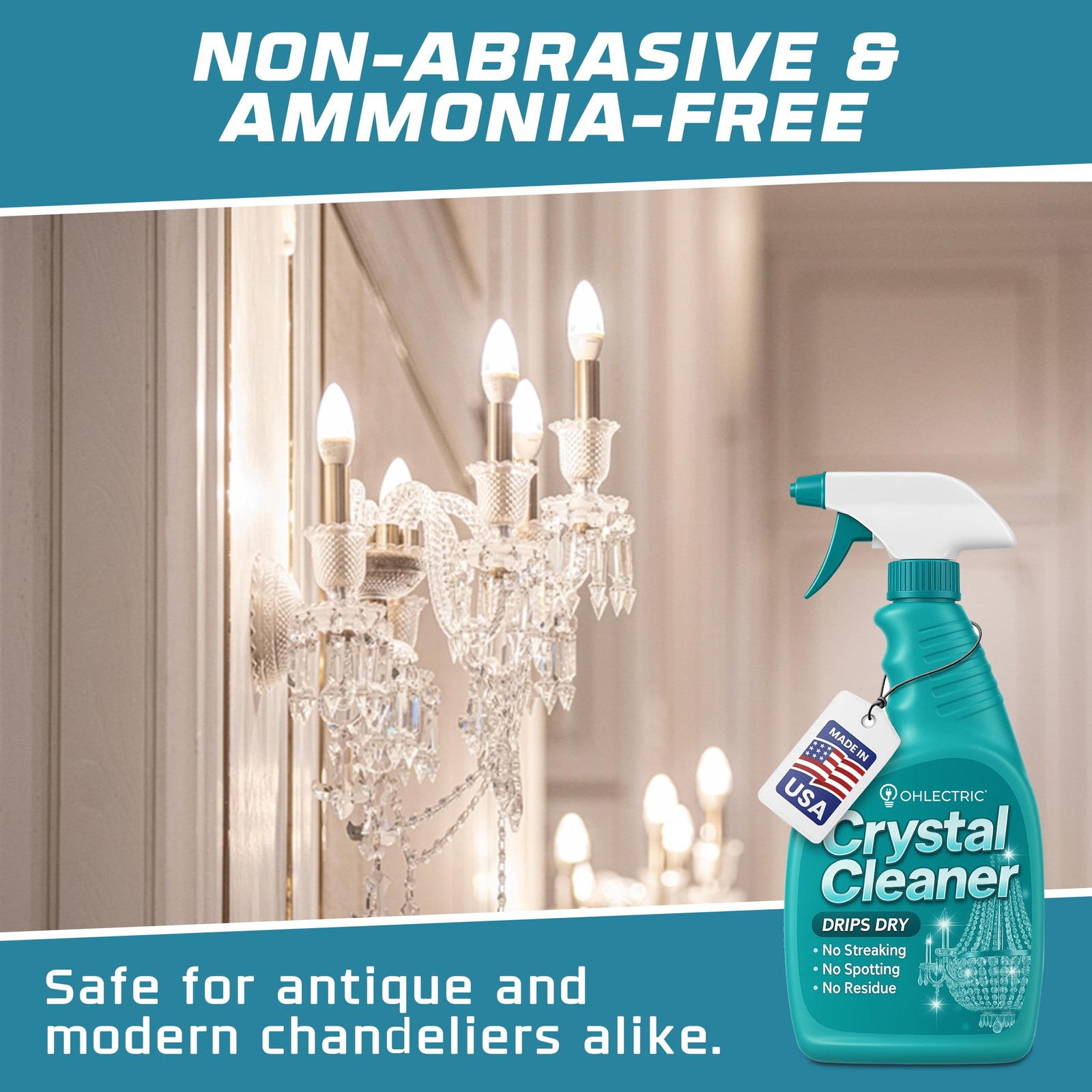 Crystal Chandelier Cleaner Spray Kit & Plastic Drop Cloth for Protection (32 …