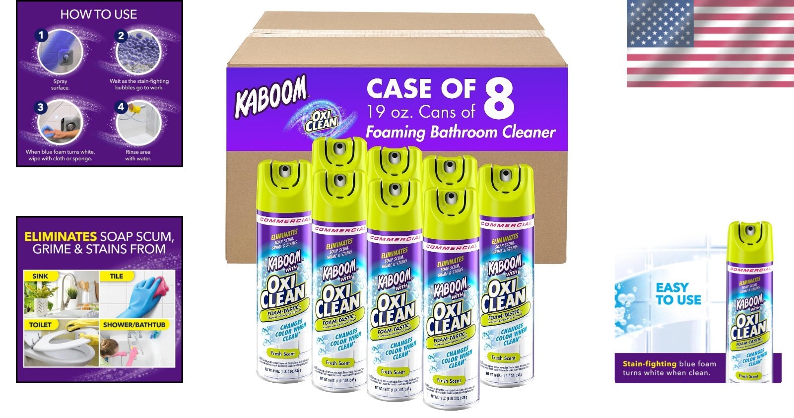 Foamtastic Bathroom Cleaner 19oz Spray Scrub-Free Fresh Scent Blue to White