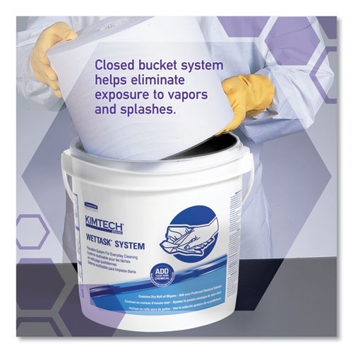 WypAll WetTask Customizable Wet Wiping System Bucket, White/Blue, 4/Carton