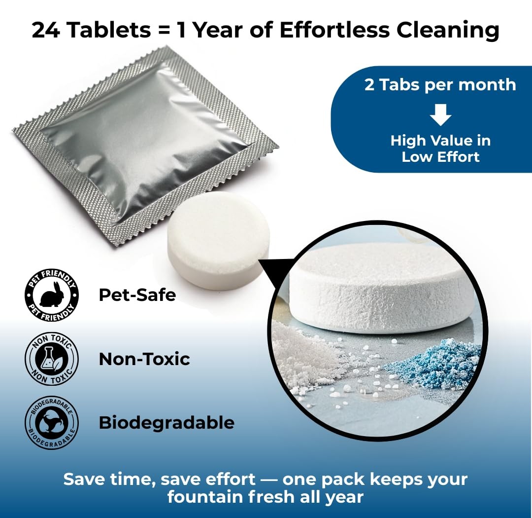 Pet Fountain Cleaner 36-Pack Cat & Dog Water Fountain Cleaning Kit Removes Li…