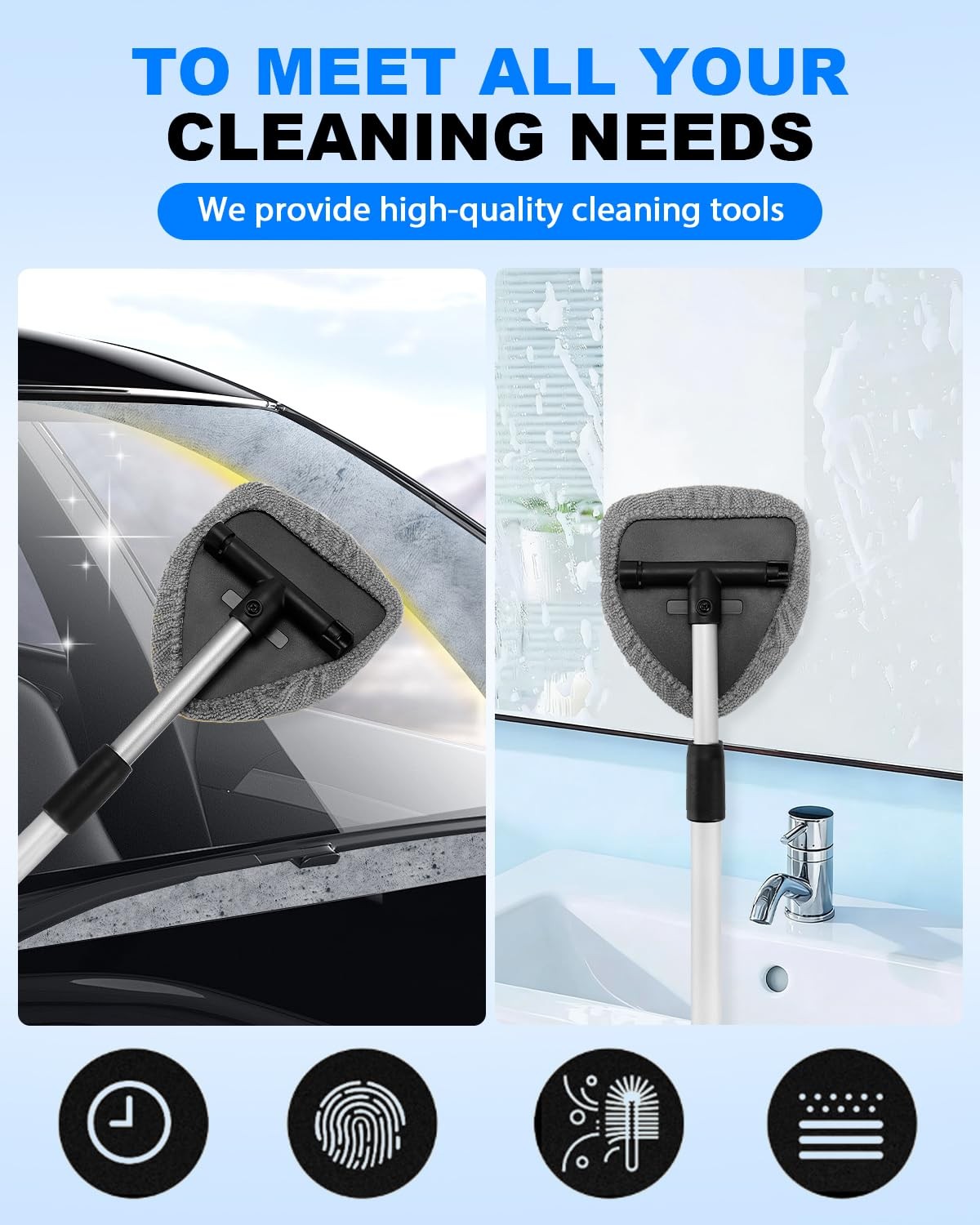 Microfiber Windshield Cleaning Pads 5 Pack Replacement Bonnets, Washable