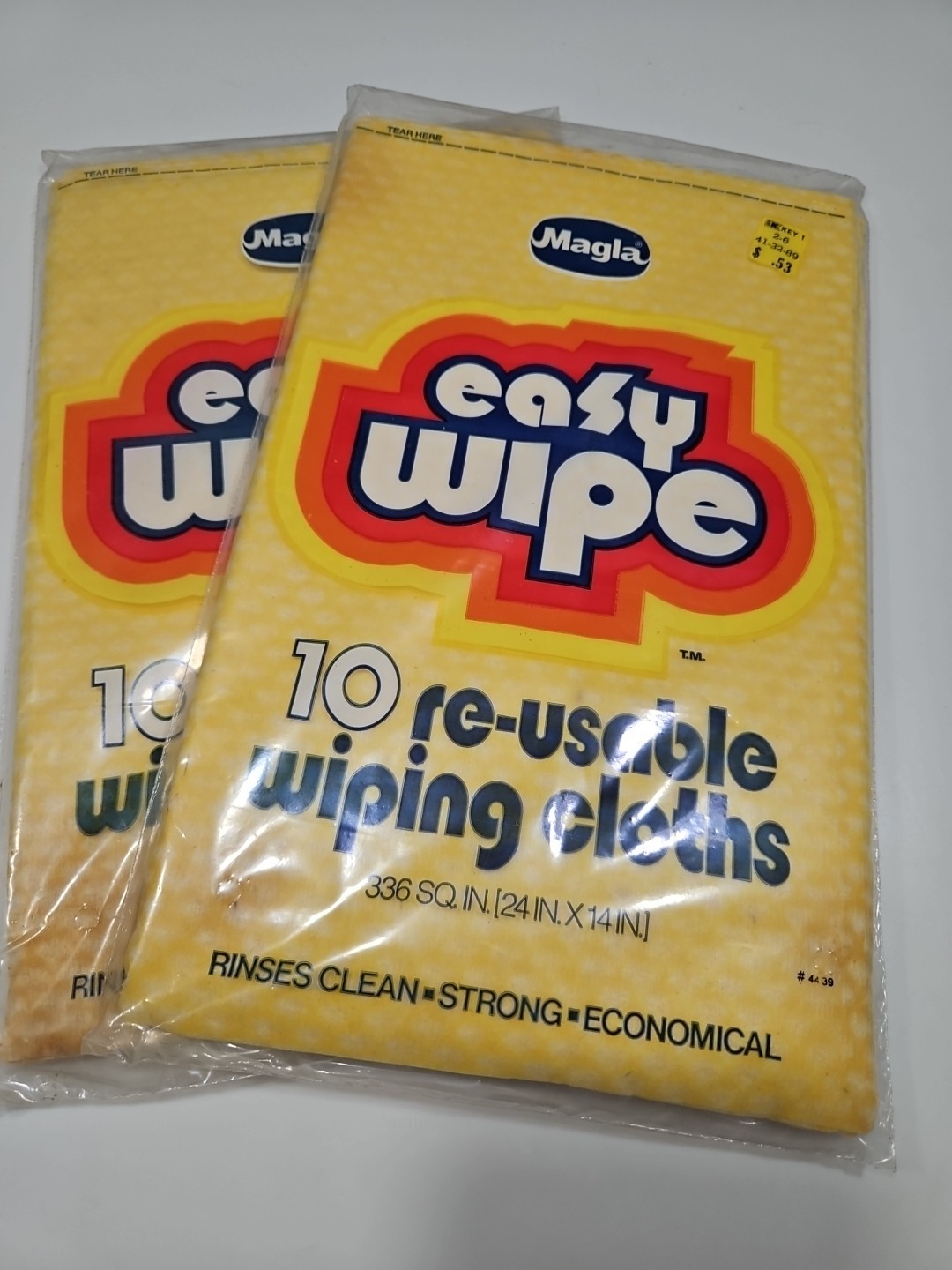 Vintage Magla EASY WIPE Wiping Cloths Yellow Nostalgia Dead stock x2 Lot