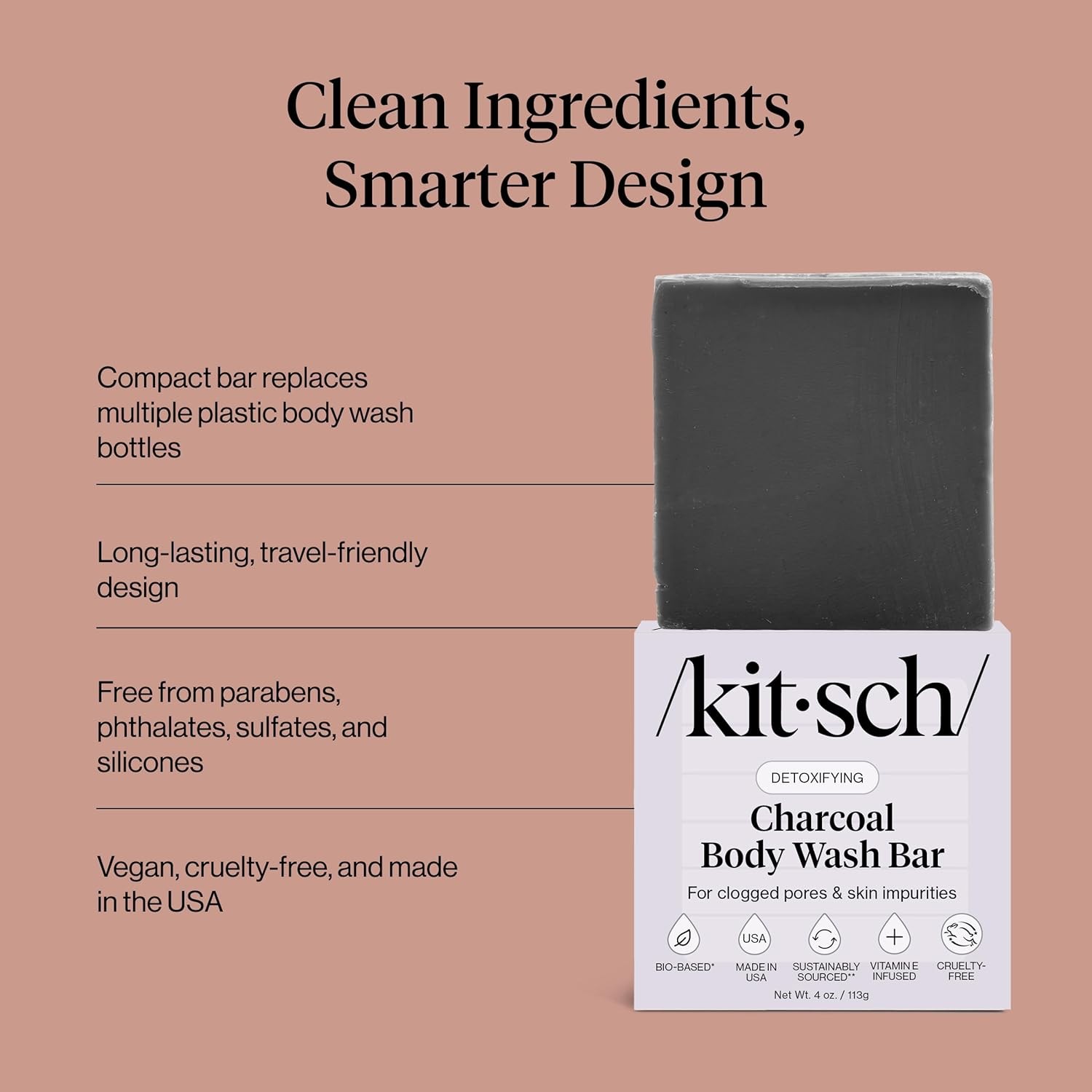 Charcoal Soap Body Wash Bar – Detoxifying Bar Soap with Activated