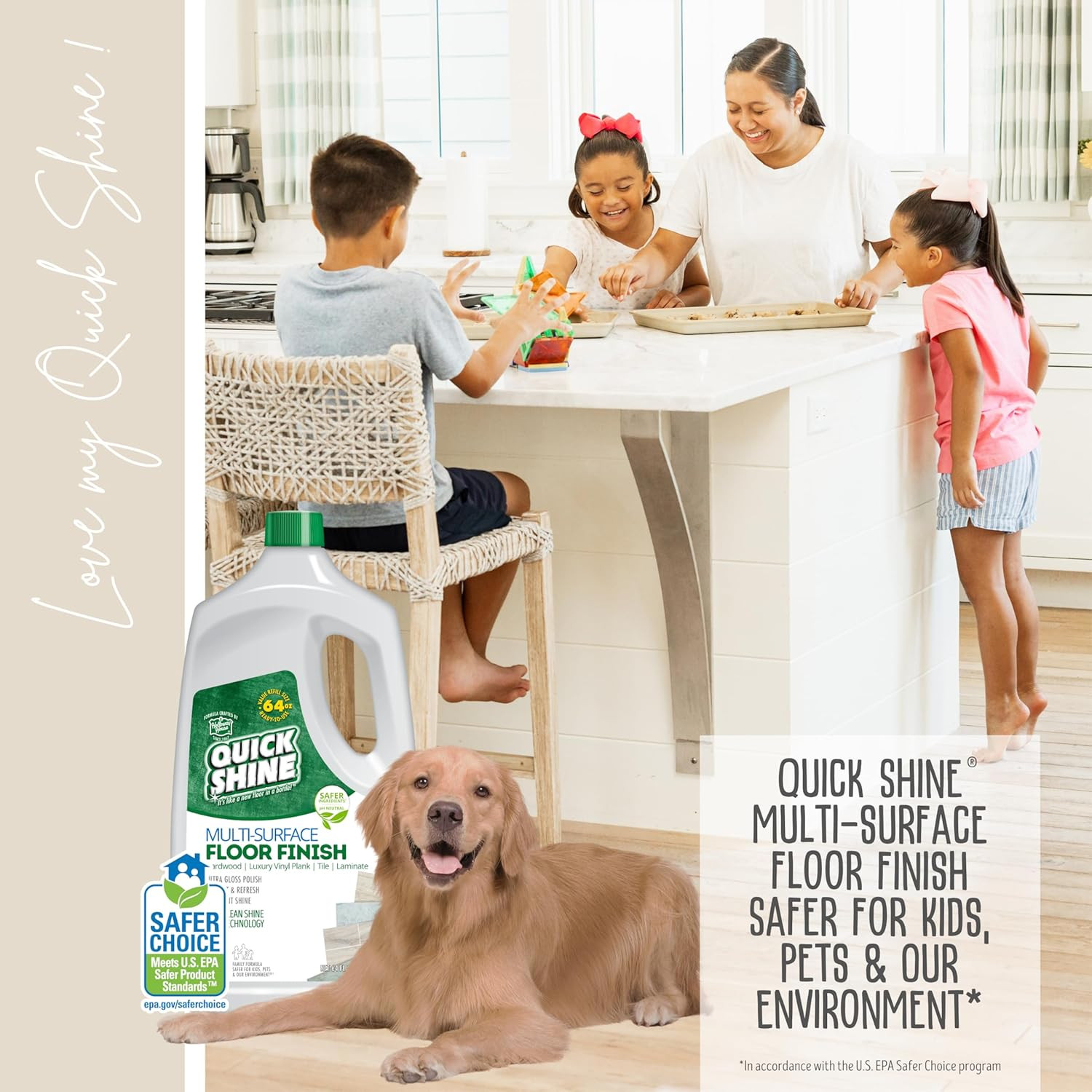 Multi-Surface Floor Finish-Polish 64Oz-4Pk | Safer Choice, No PFAS, Ph Neutral C