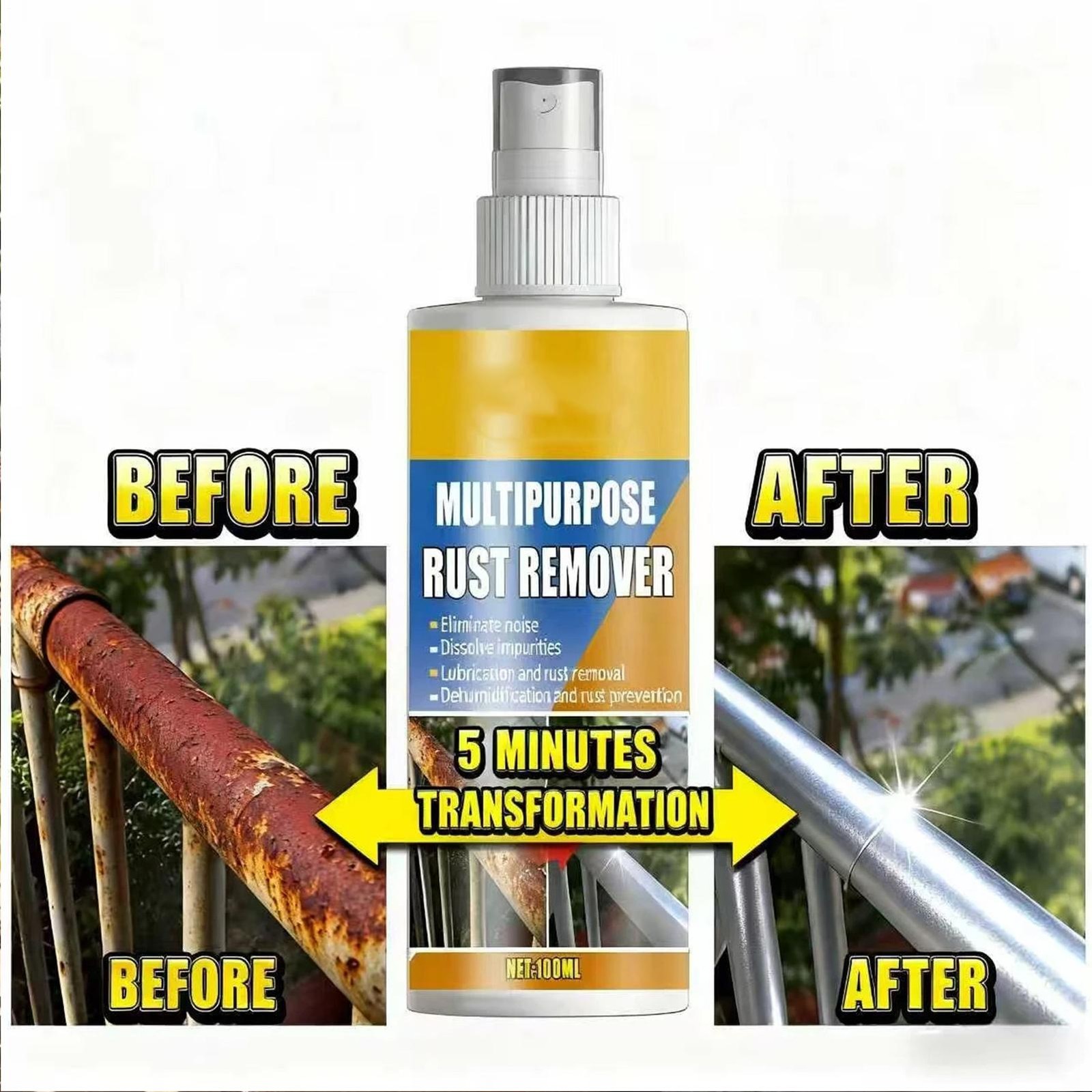 Rust Remover 100ml Fast Acting Powerful with Cleaning Towel Rust Removal Spray