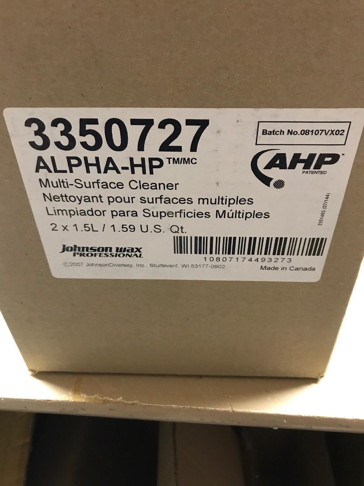 Lot Of 2 Diversey Alpha-HP Multi Surface Cleaner 3350727 1.5L Each RTD System