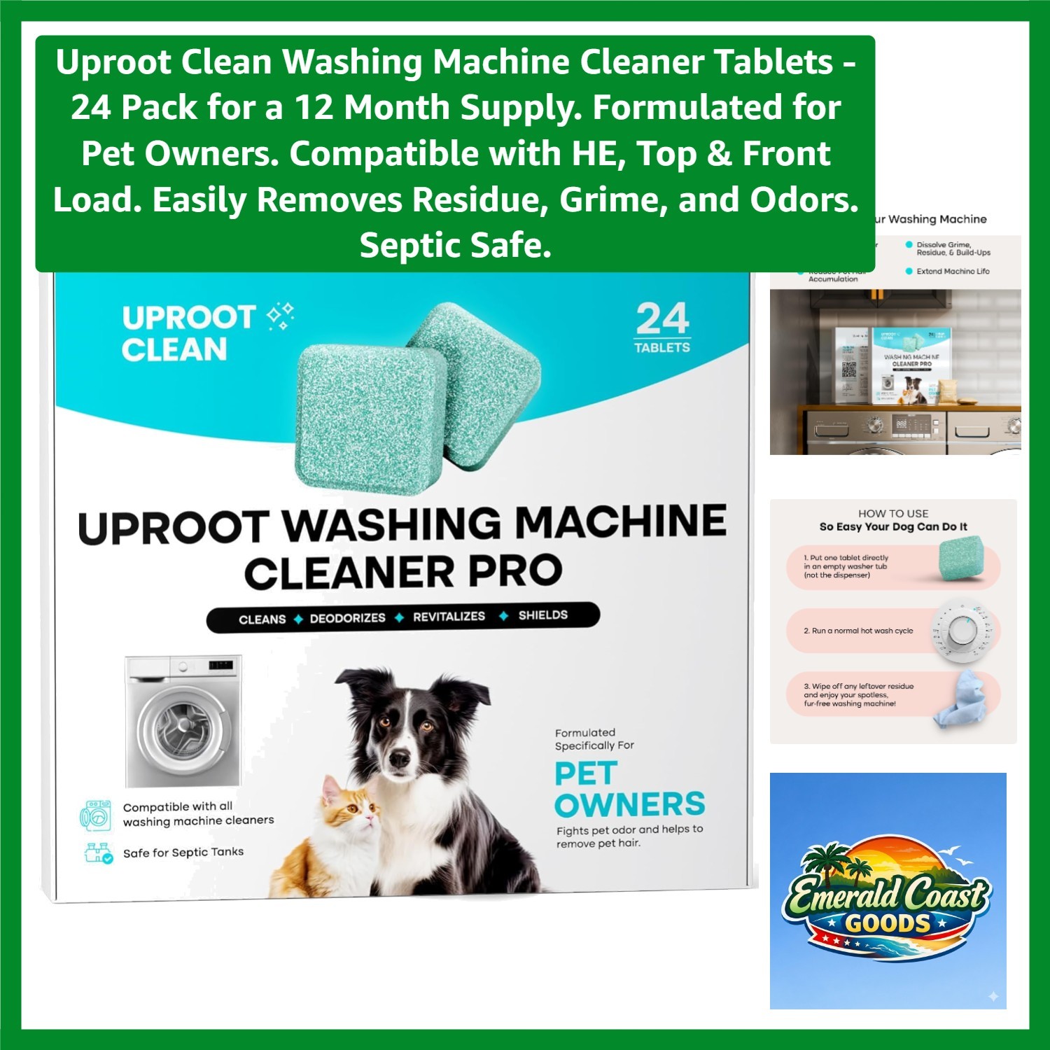 Washing Machine Cleaner Tablets – 24 Pack for a 12 Supply. Formulated for Pe…