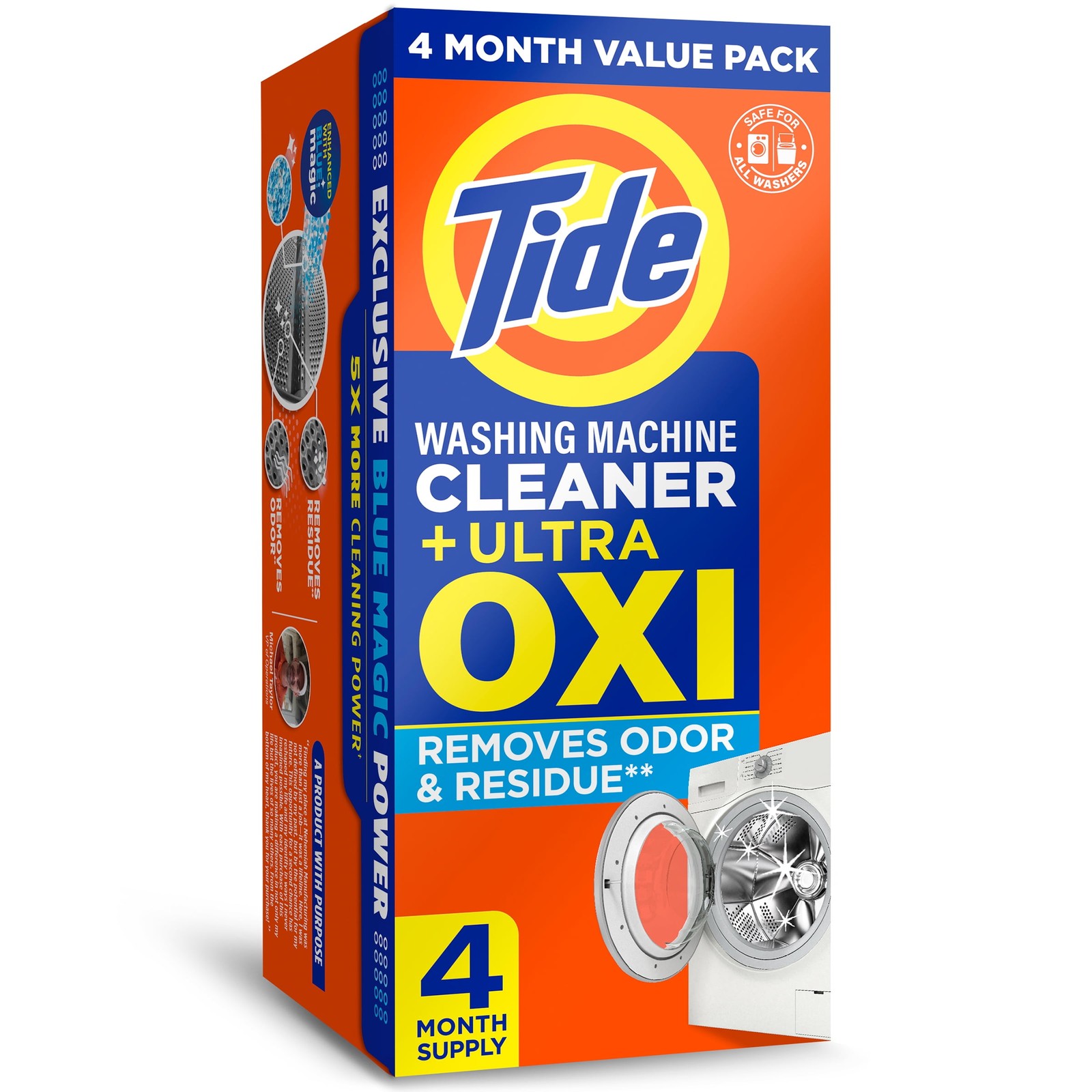 3 Pack Tide Washing Machine Cleaner, Oxi Powder Odor Eliminator 4ct