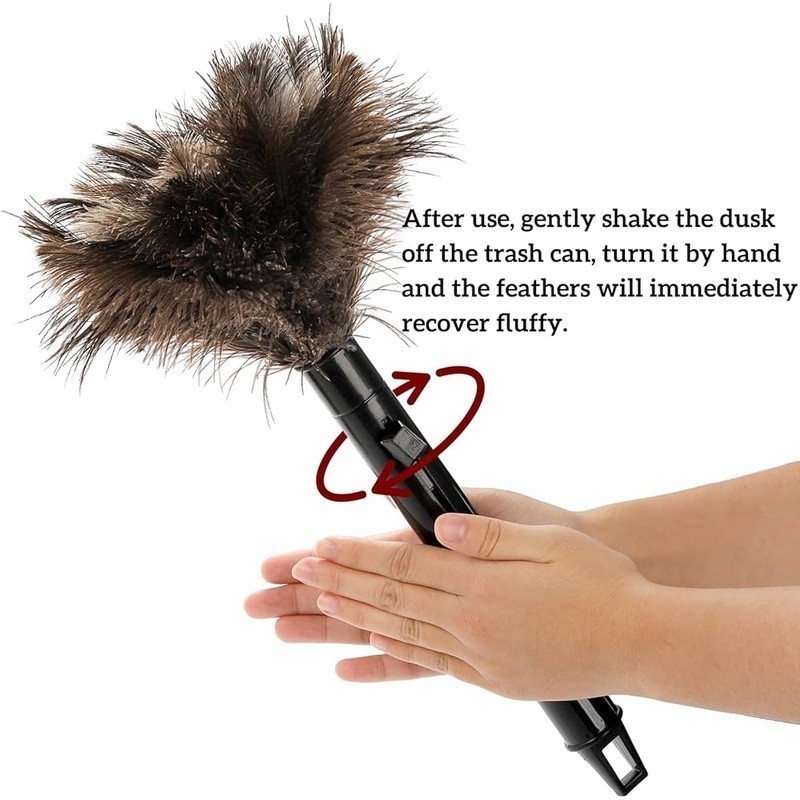 Extendable Feather Duster 2pcs Natural Ostrich Cleaning Tool Lightweight Dusting