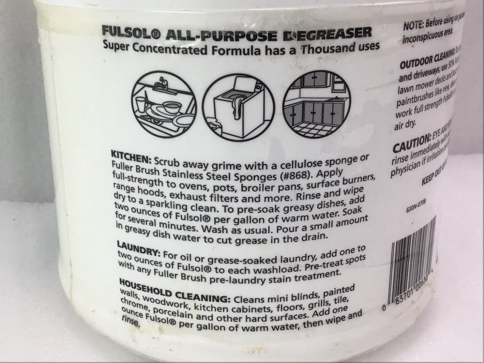 Fuller Brush Fulsol Degreaser Dissolves Grease & Grime Makes 60 Gal of Solution