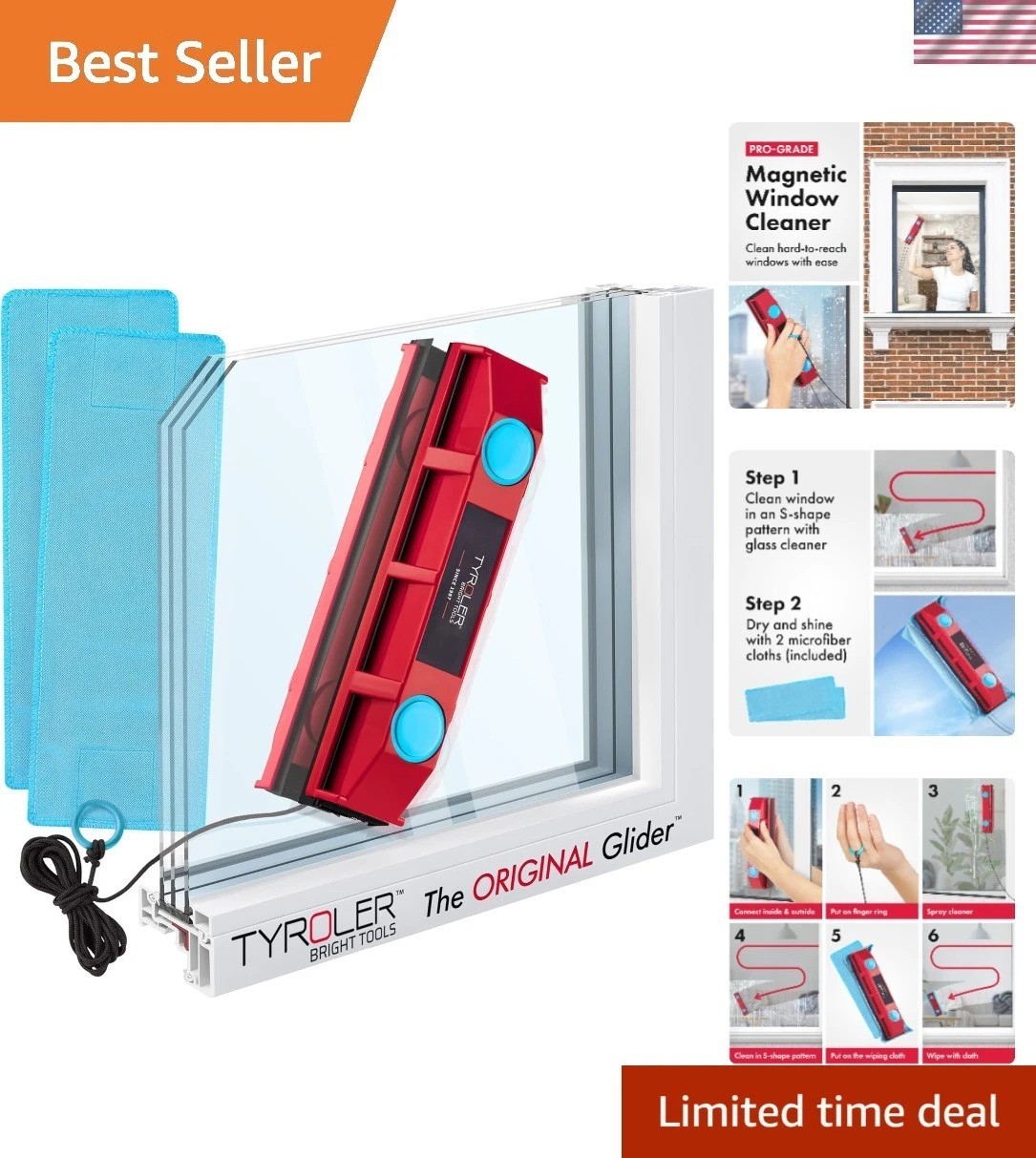 The Glider D-2 Magnetic Window Cleaner for Double Glazed Windows. Fit to 0.3i…