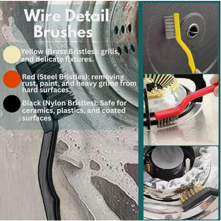 Multi-Surface Scrub Brush Set Heavy-Duty Cleaning Kitchen Bathroom Grout Tile US