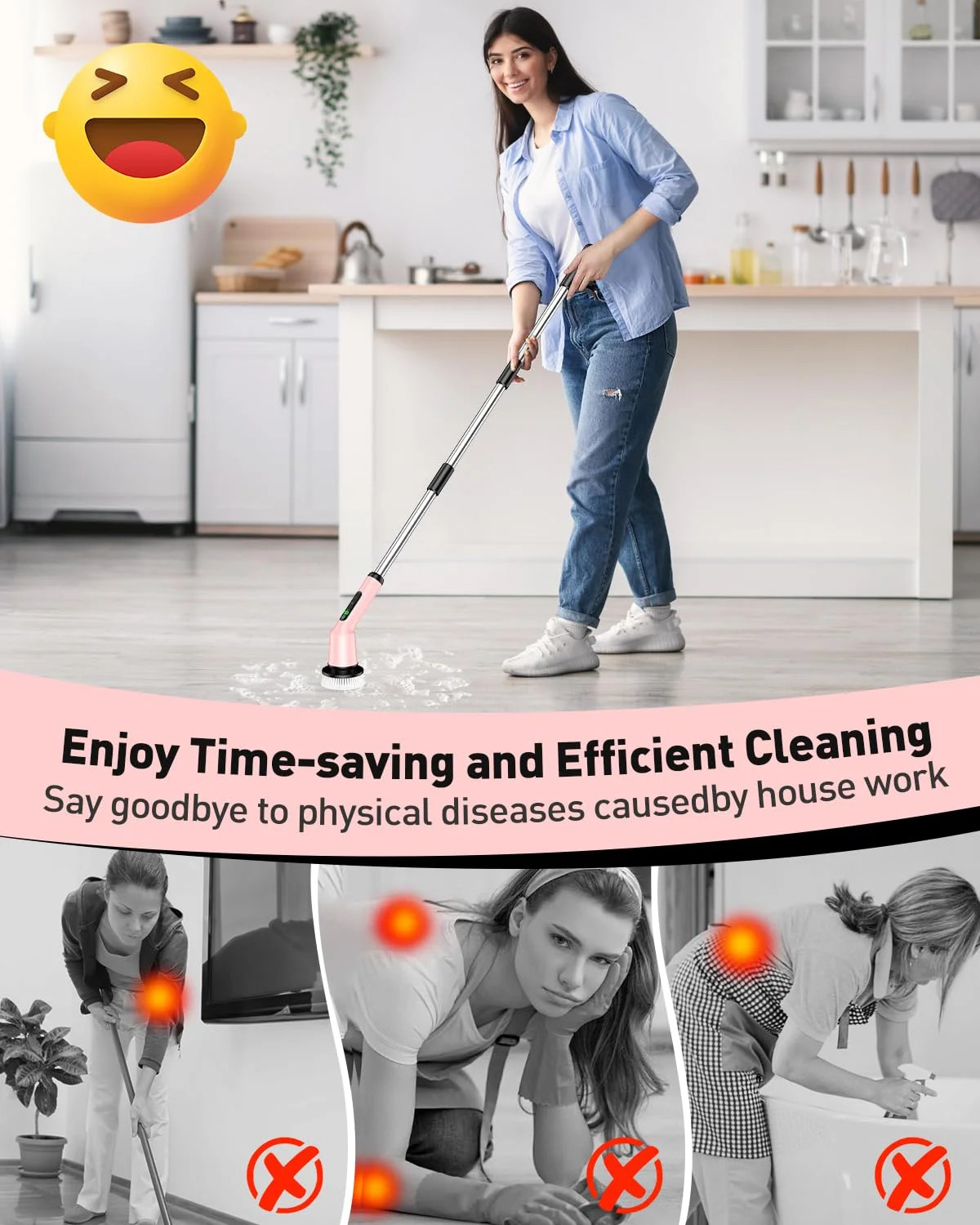Electric Spin Scrubber for Cleaning Bathroom, Shower Scrubber Cordless Cleaning