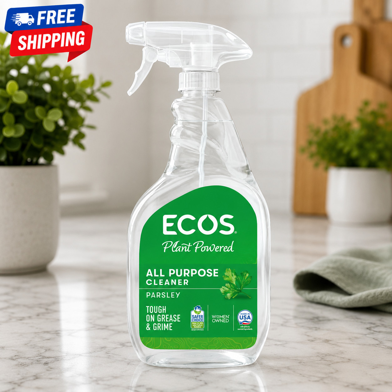 ECOS Hypoallergenic All-Purpose Cleaner Spray, Parsley Scent, 22 fl oz