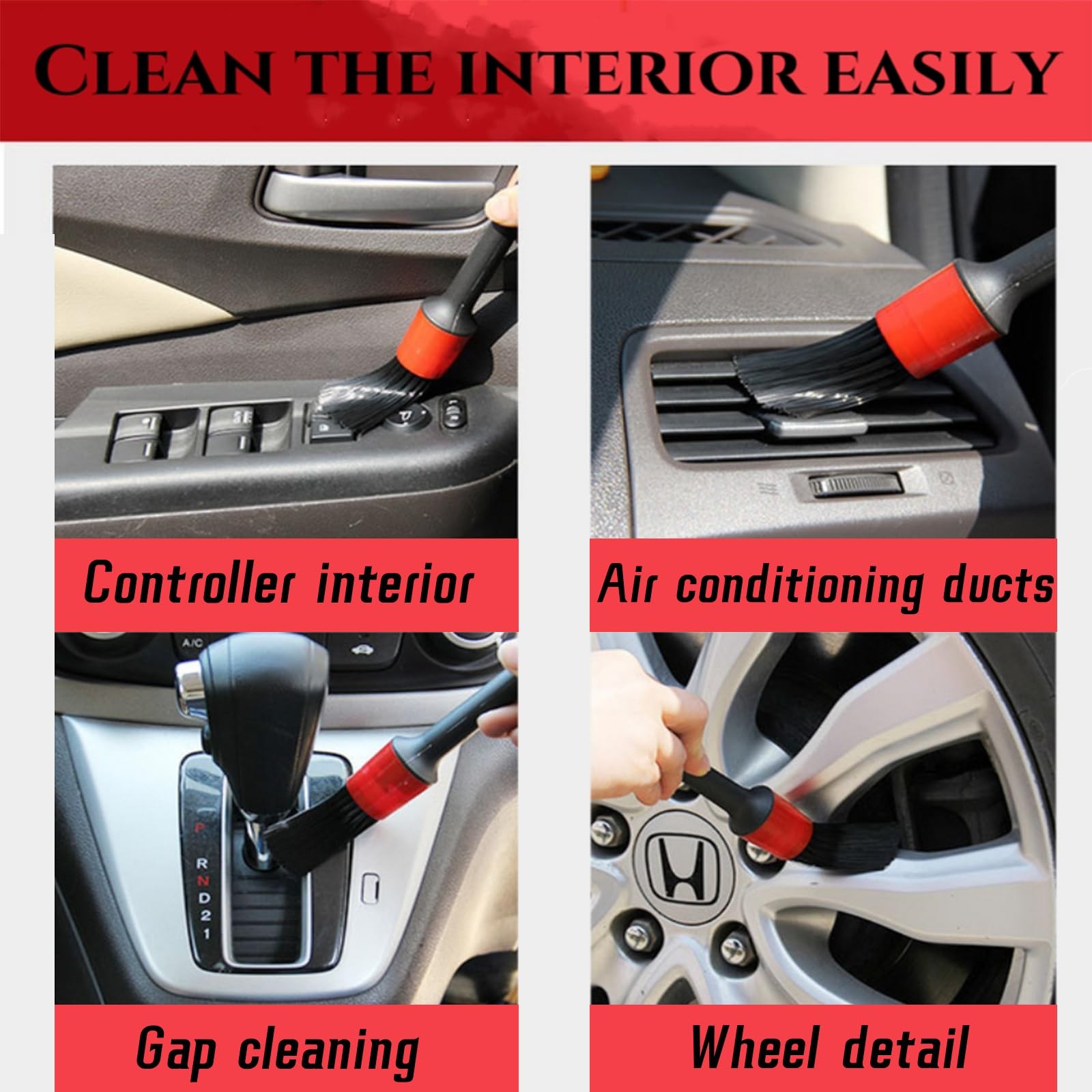 LVSENLIN 10pcs Auto Car Detailing Brush Set,Car Interior Cleaning Kit,Includi…