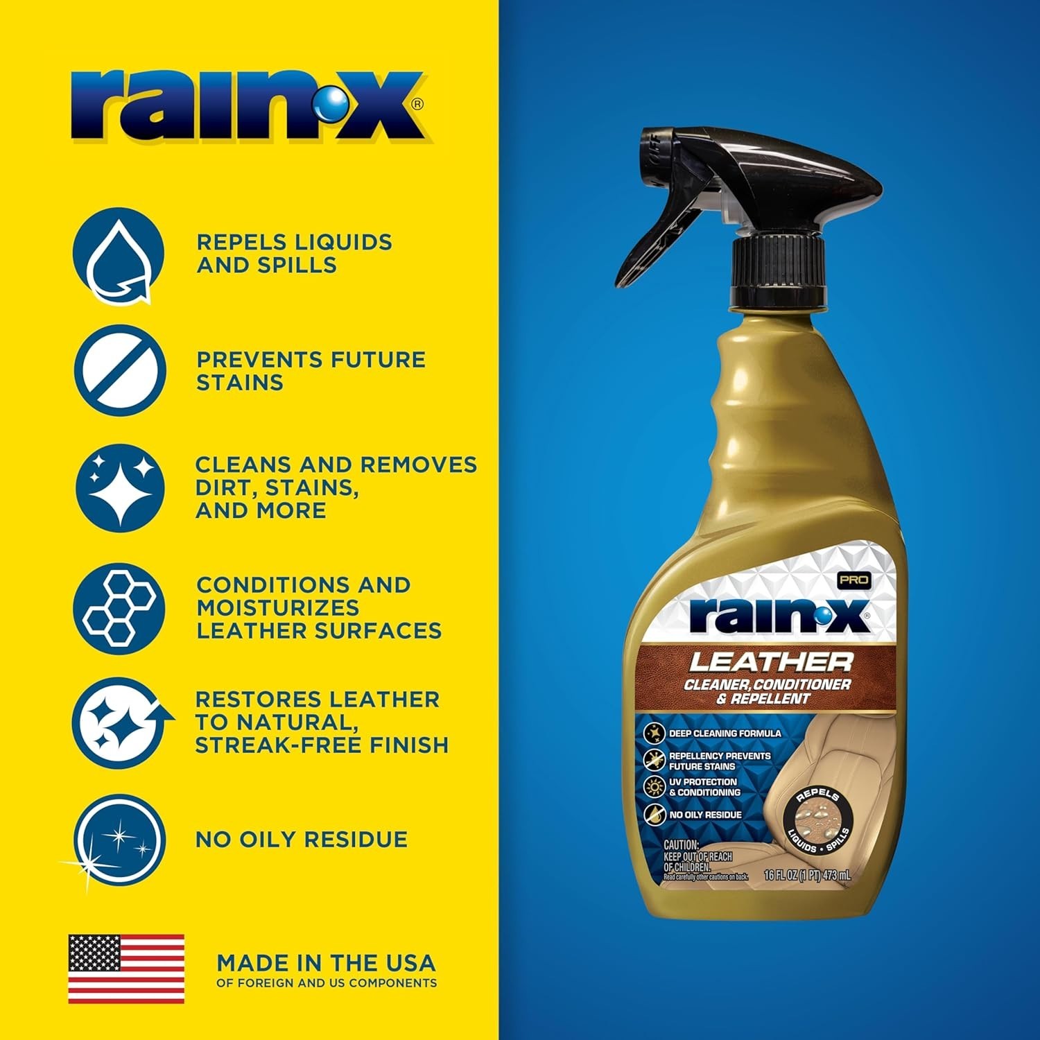 16 Oz Leather Cleaner, Conditioner & Repellent – Effortless Care for Interiors