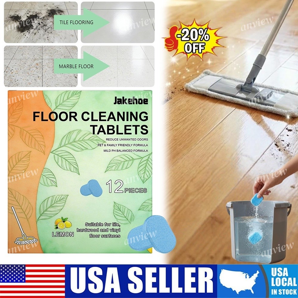 12pc Floor Cleaning Solution Tablet, Deep Cleans for Multiple Floors,lemon Scent