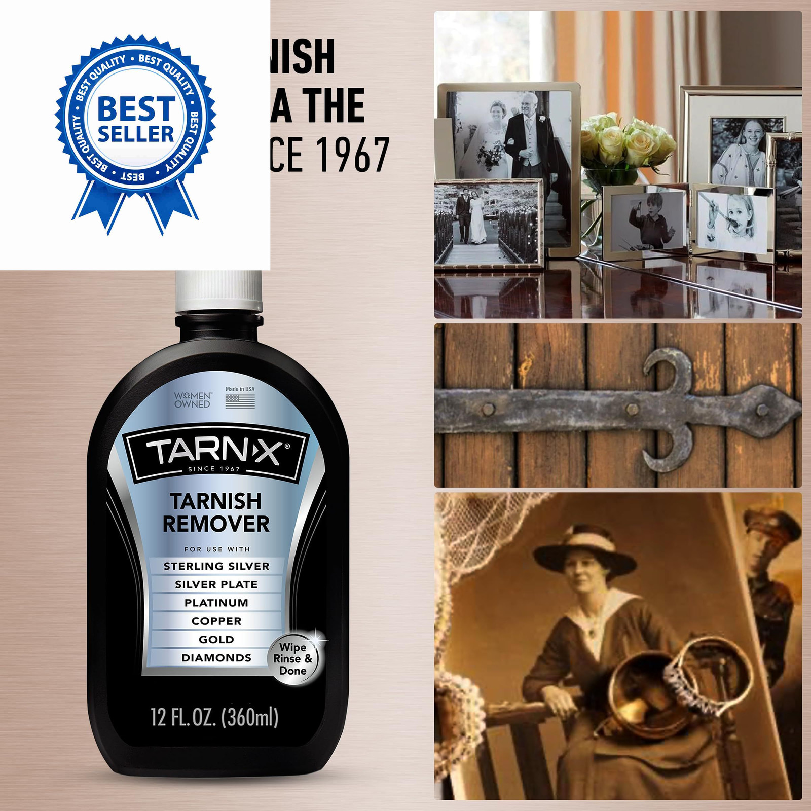 Tarn-X Tarnish Remover, 12 oz. Bottle, Platinum, 12 Fl Oz (Pack of 1), Multi