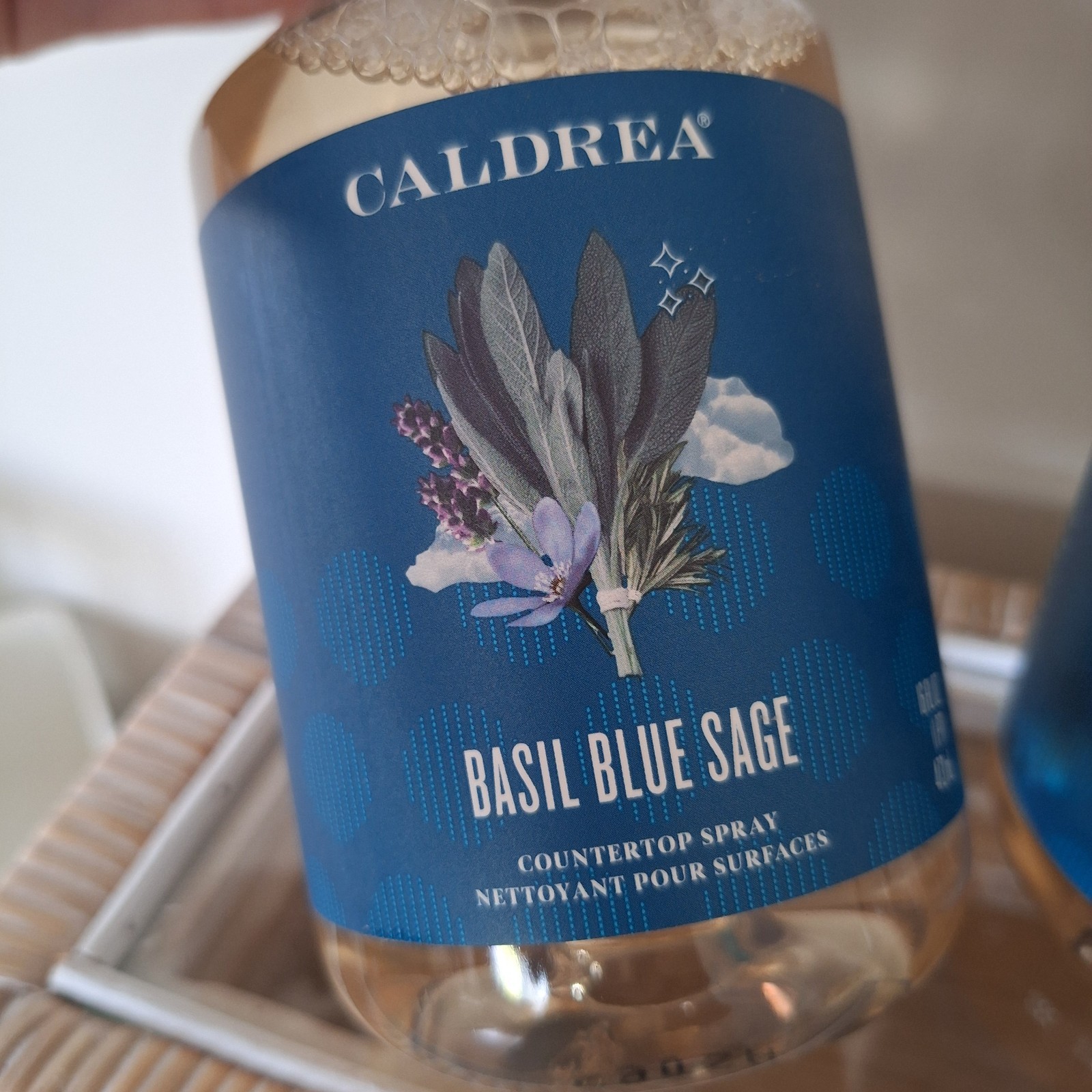 2 X Caldrea Countertop Spray Cleaner BASIL BLUE SAGE 16 FL OZ New RARE Scent #14