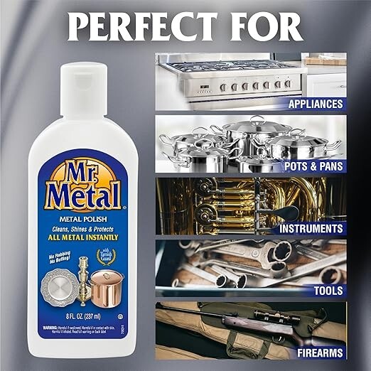 Metal Polish Liquid All Metal Multipurpose Cleaner, Non-Abrasive, Instant Ste…