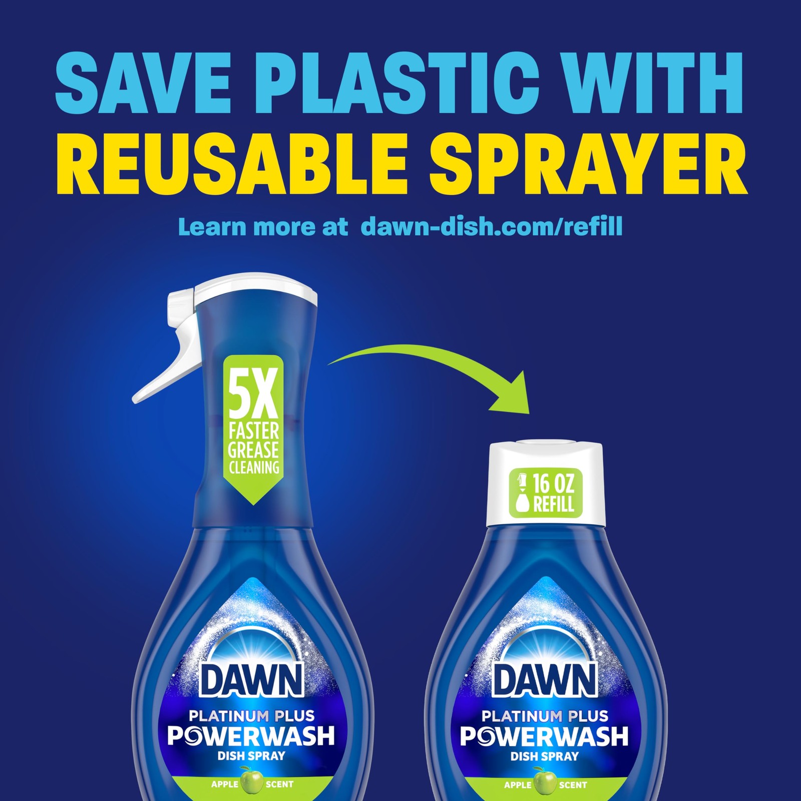 Platinum Powerwash Dish Spray, Dish Soap Cleaning Spray, Apple Scent Refill, …