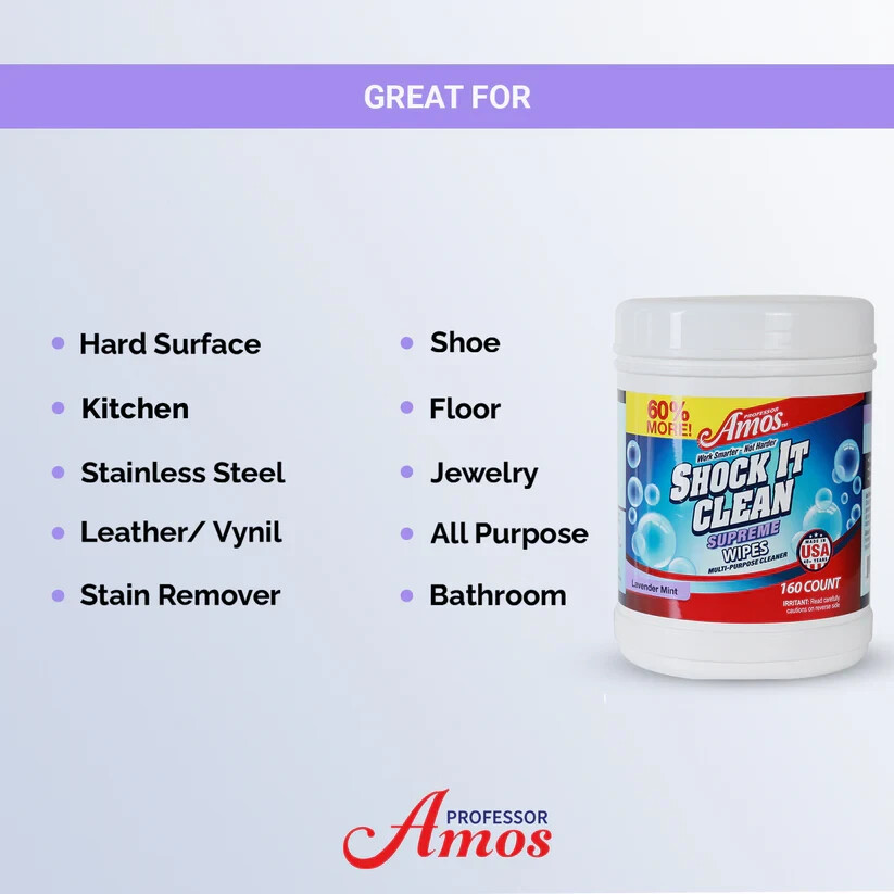 Professor Amos Shock It Wipes, 160-ct. canister, Citrus Zest Scent, New, S.F.